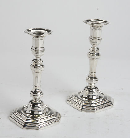 A pair of silver candlesticks