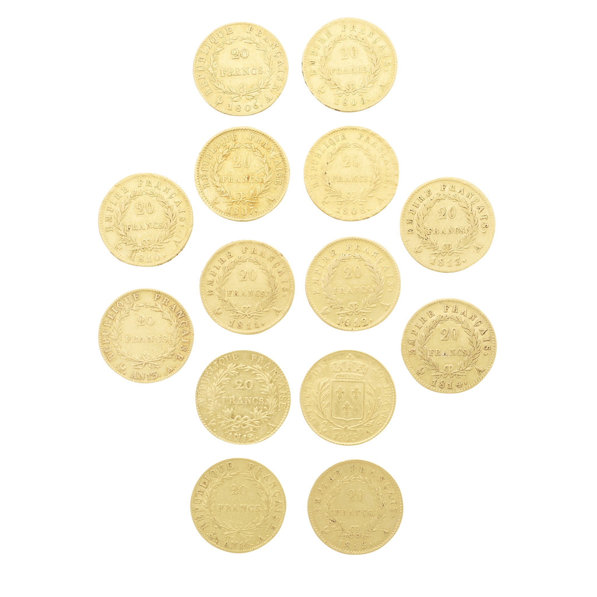 France - A group of 20 Franc coins