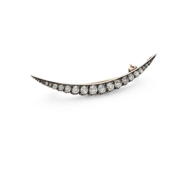 A diamond crescent brooch, circa 1890