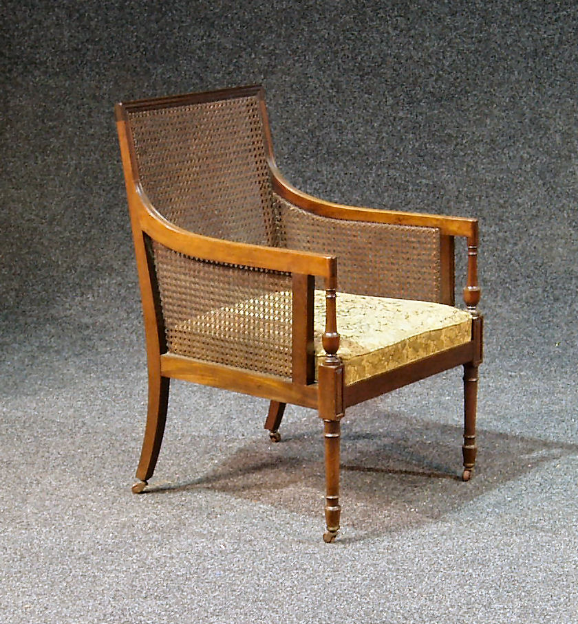 A mahogany bergere armchair,