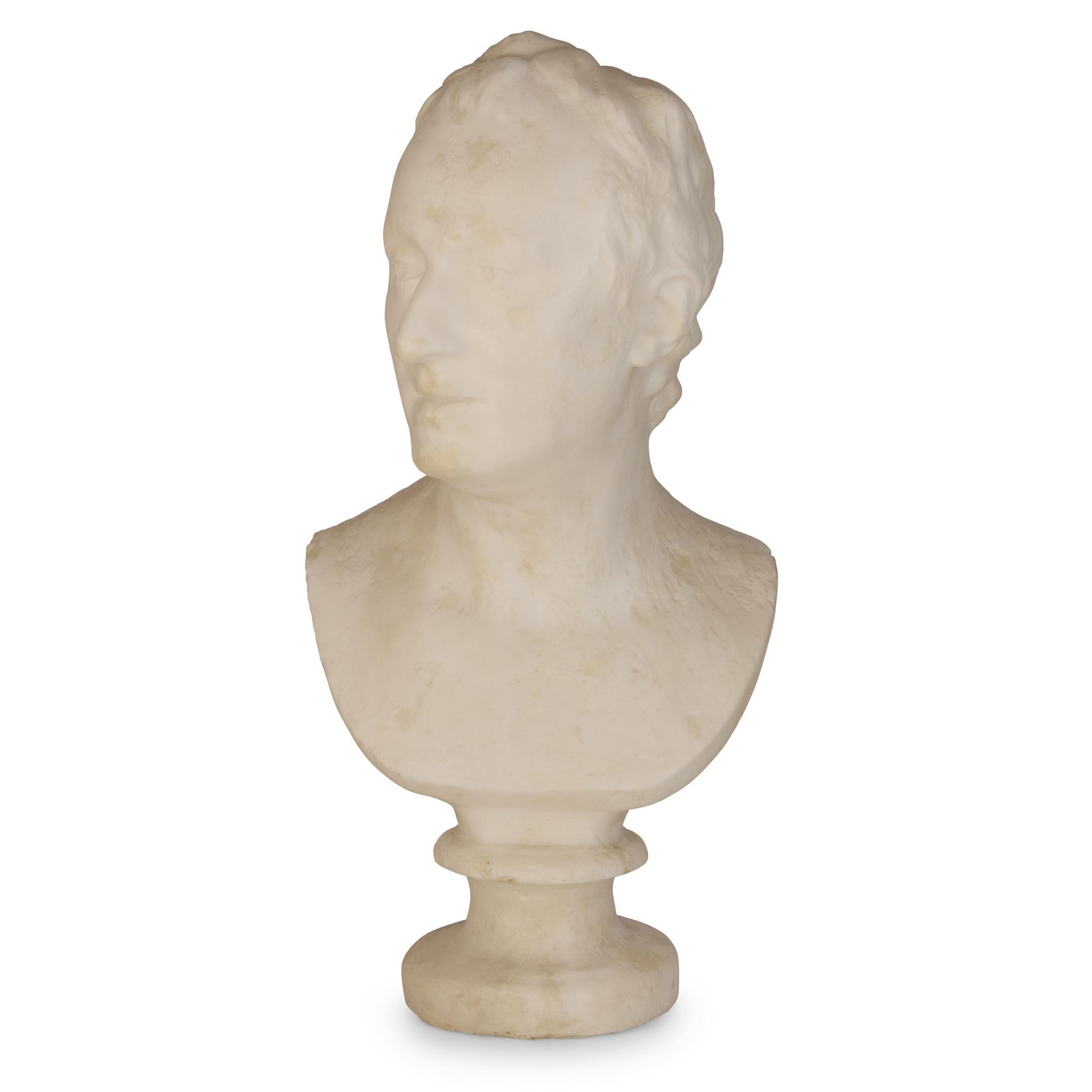WHITE MARBLE BUST OF A GENTLEMAN