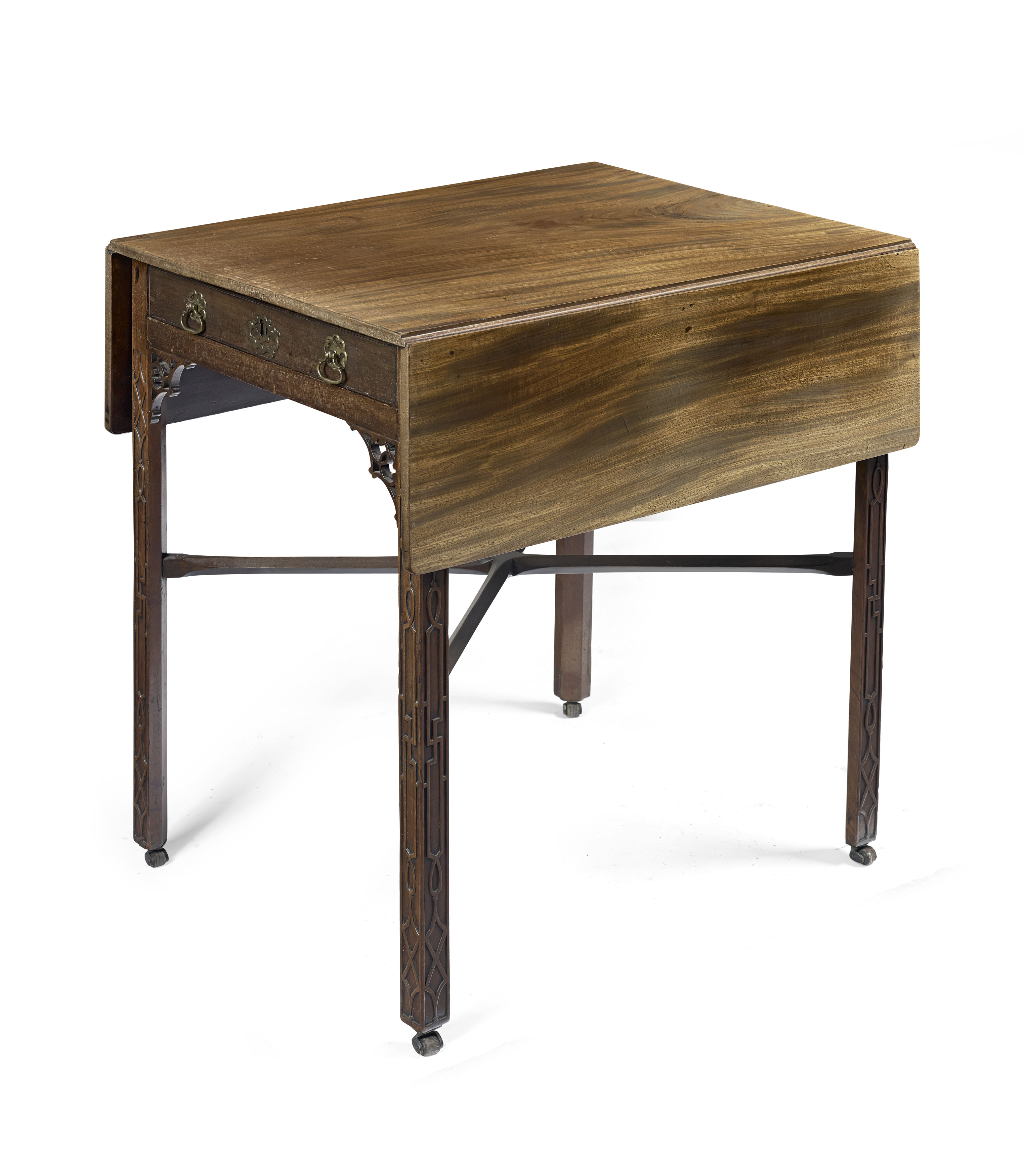 GEORGE III 'CHINESE CHIPPENDALE' MAHOGANY DROP LEAF TABLE