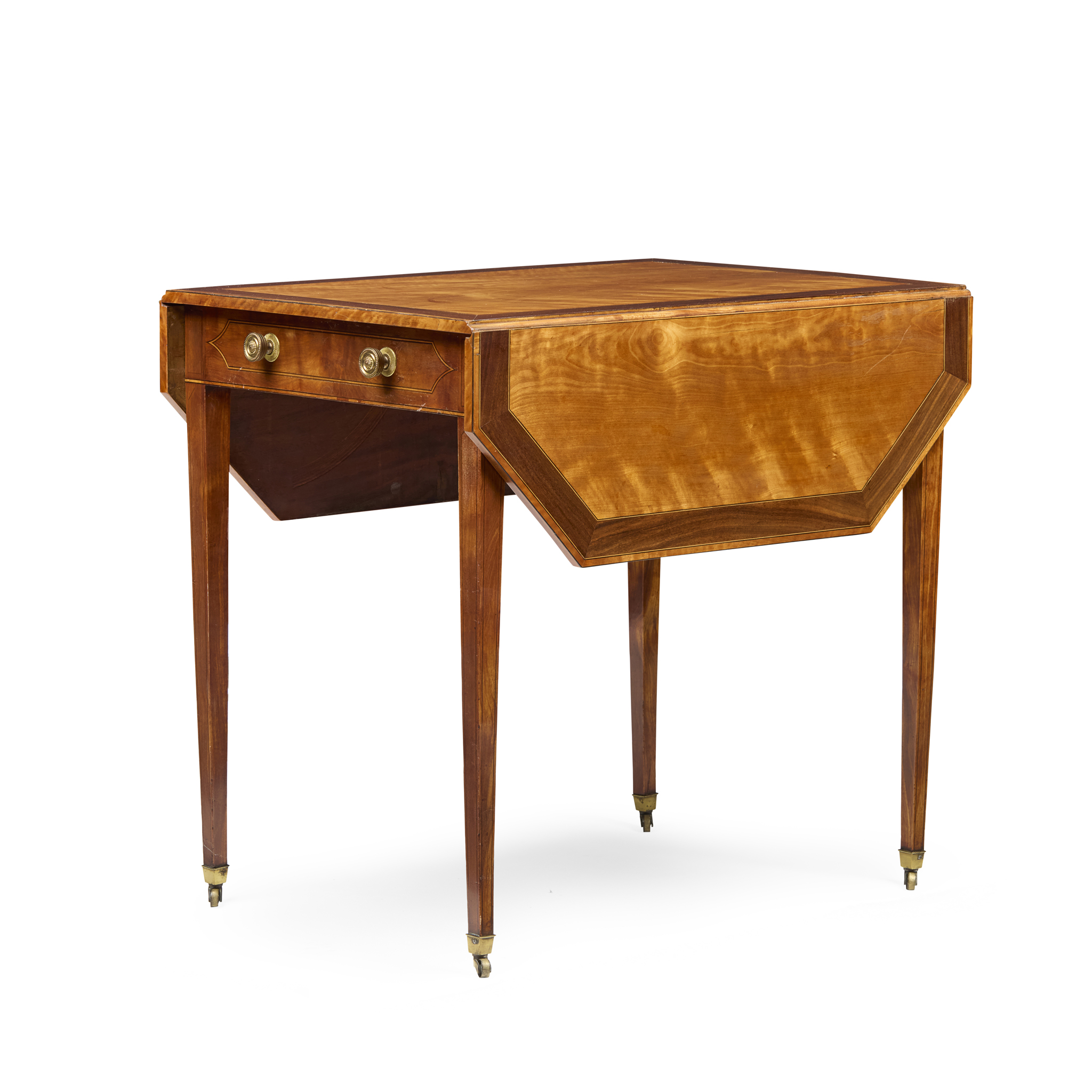 GEORGE III SATINWOOD AND MAHOGANY PEMBROKE TABLE