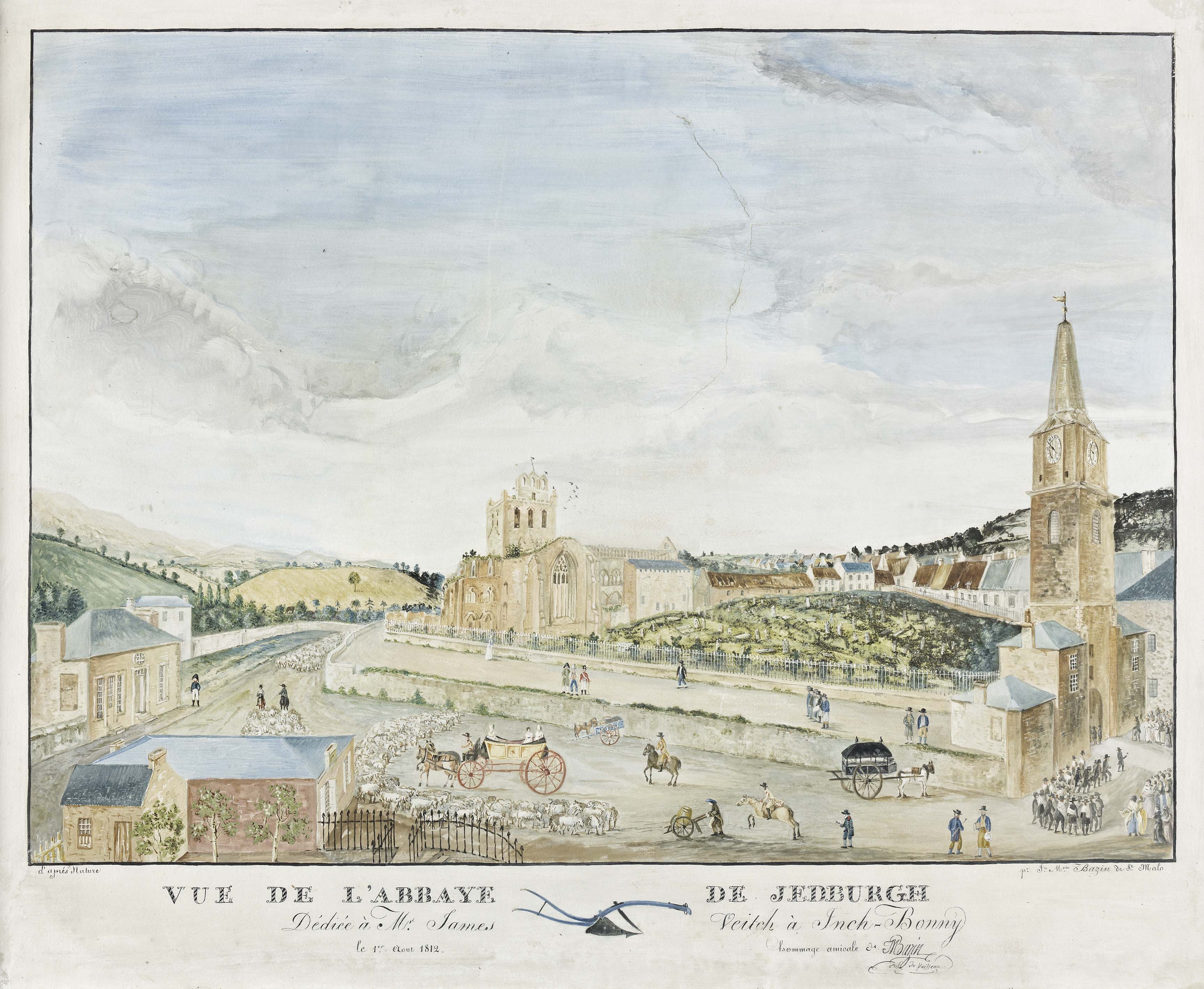 PRISONER OF WAR WATERCOLOUR OF JEDBURGH ABBEY
