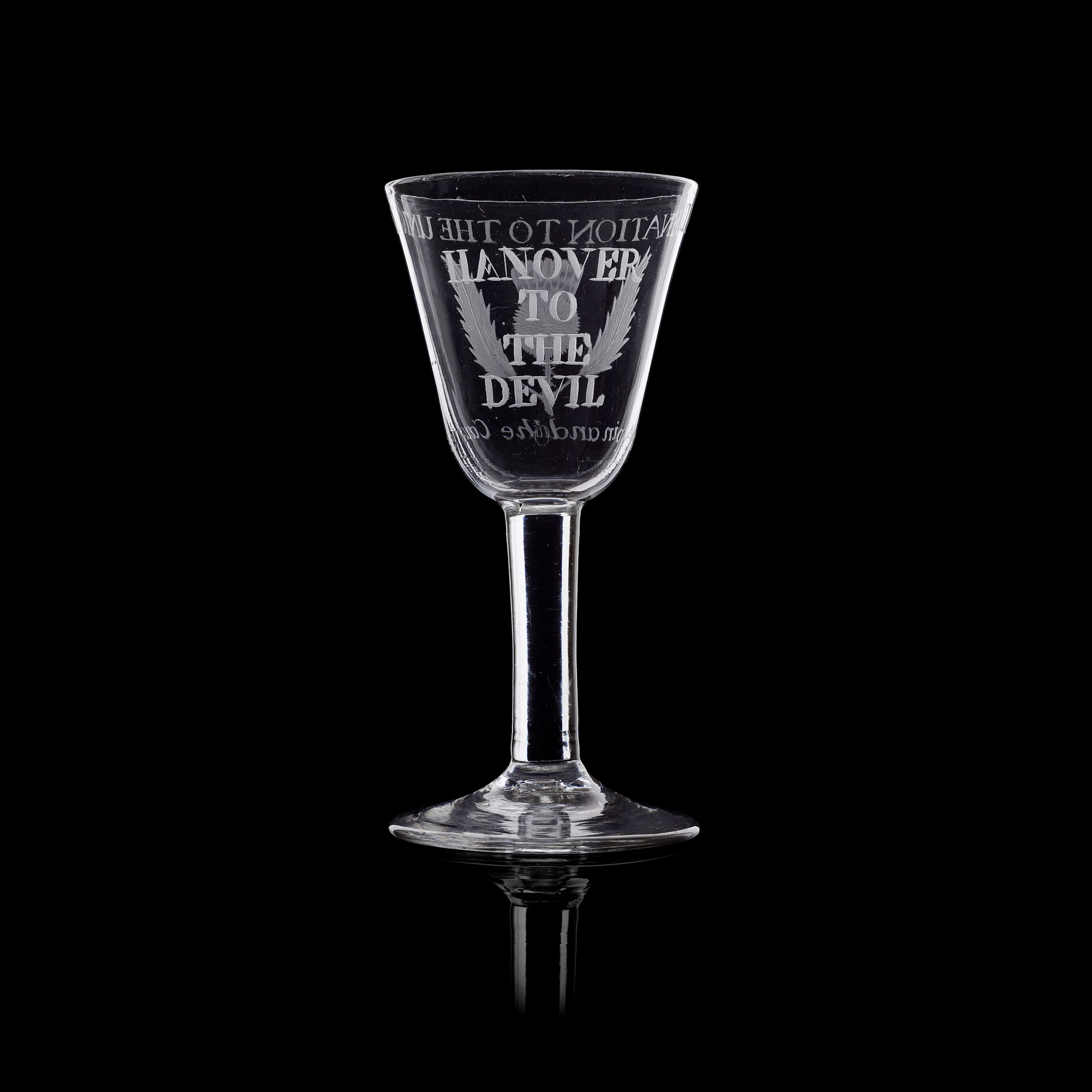 A RARE AND LARGE JACOBITE GLASS