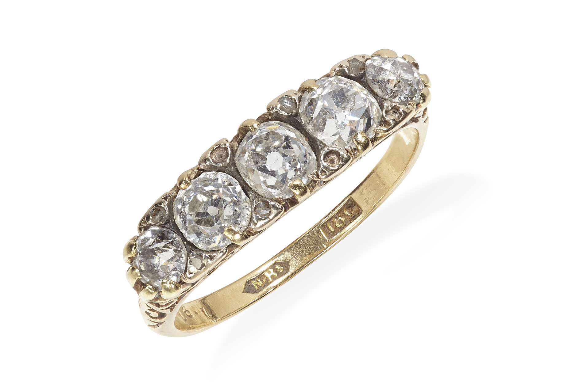 A late Victorian five stone diamond ring