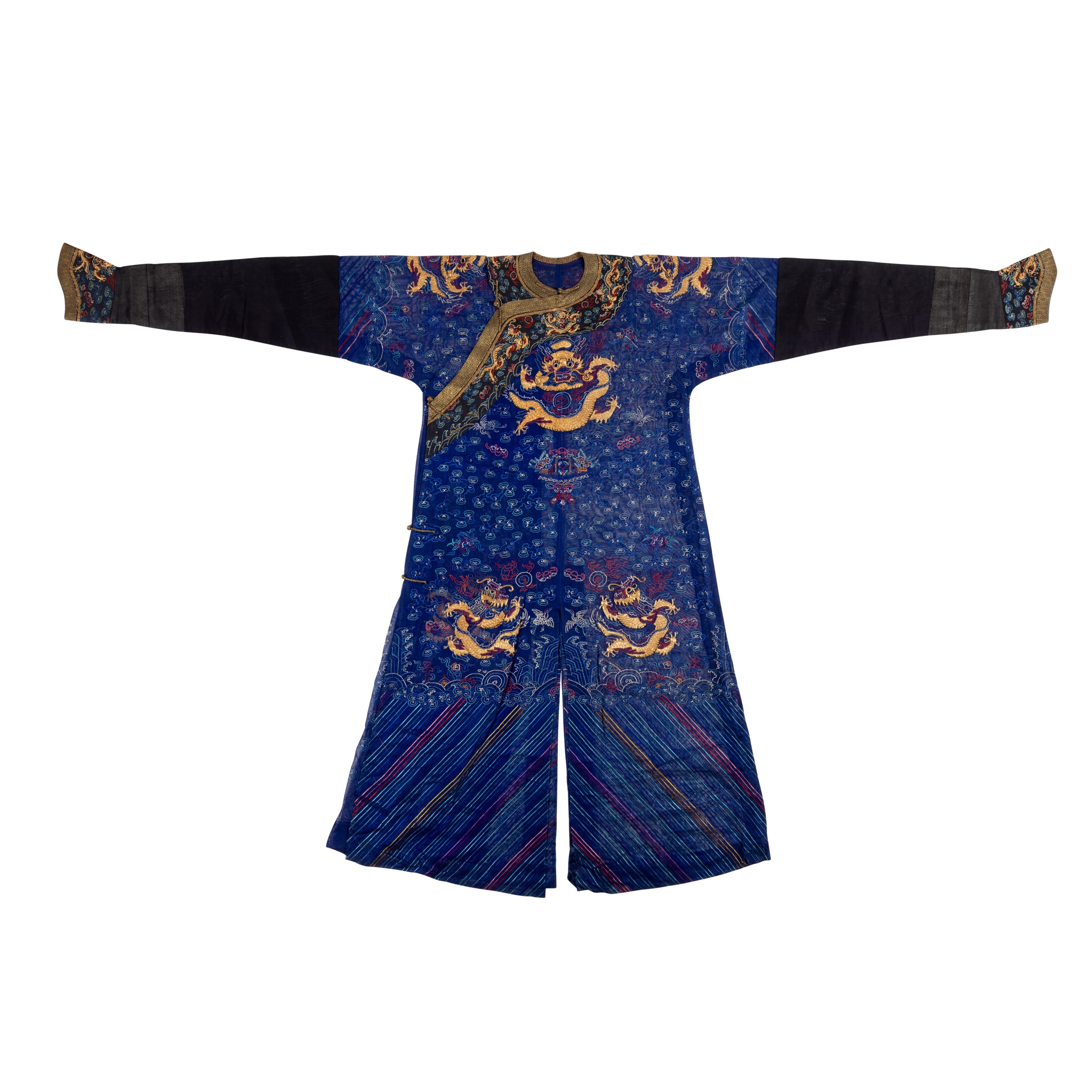 BLUE-GROUND GAUZE 'NINE DRAGONS' SUMMER ROBE, JIFU