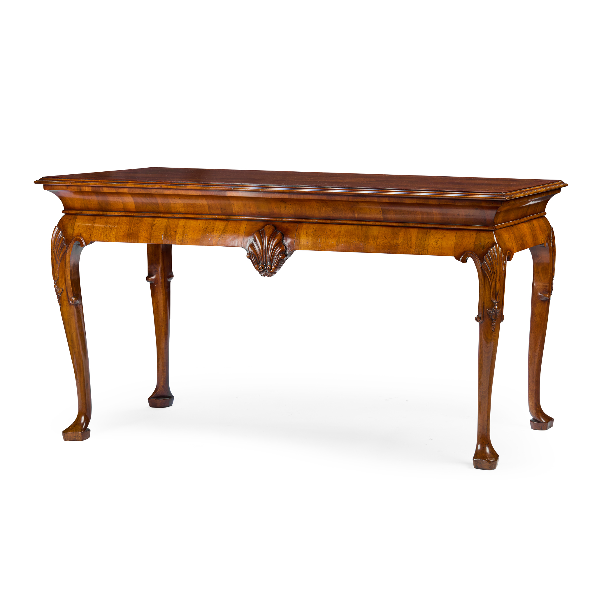 GEORGE II STYLE WALNUT AND OYSTER VENEERED HALL TABLE
