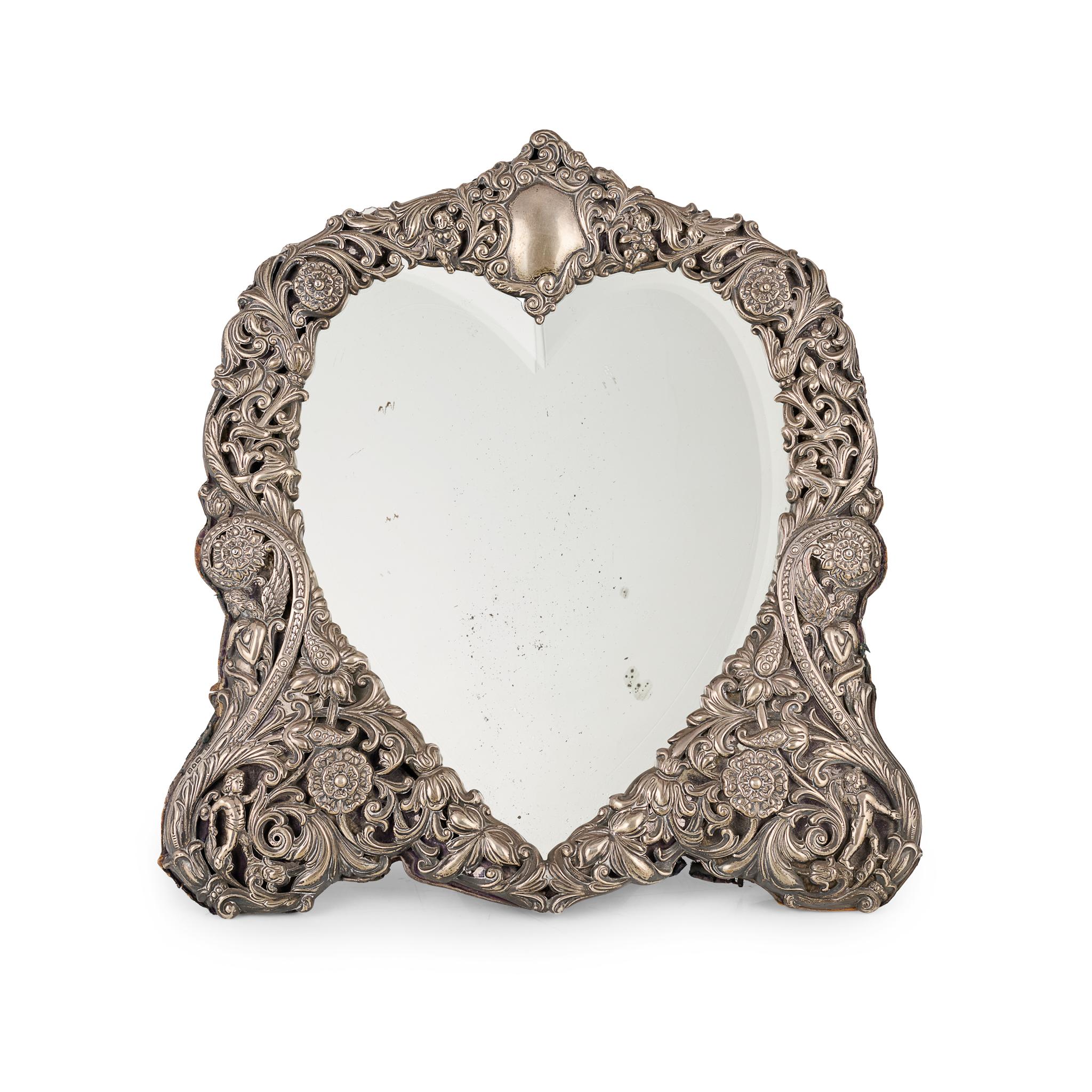 LATE VICTORIAN SILVER DRESSING TABLE MIRROR, BY GOLDSMITHS & SILVERSMITHS CO.
