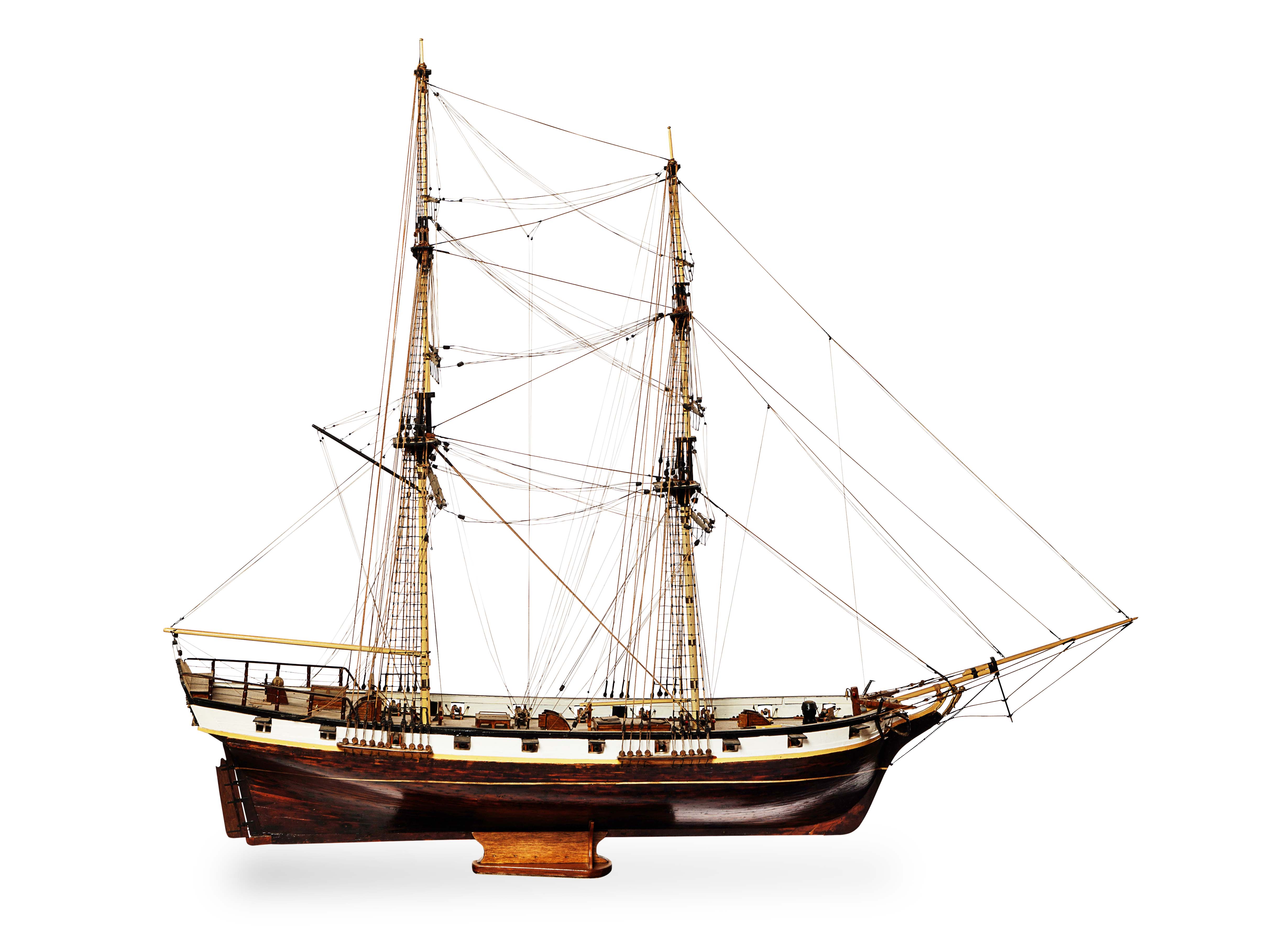WOODEN AND PAINTED SHIP MODEL