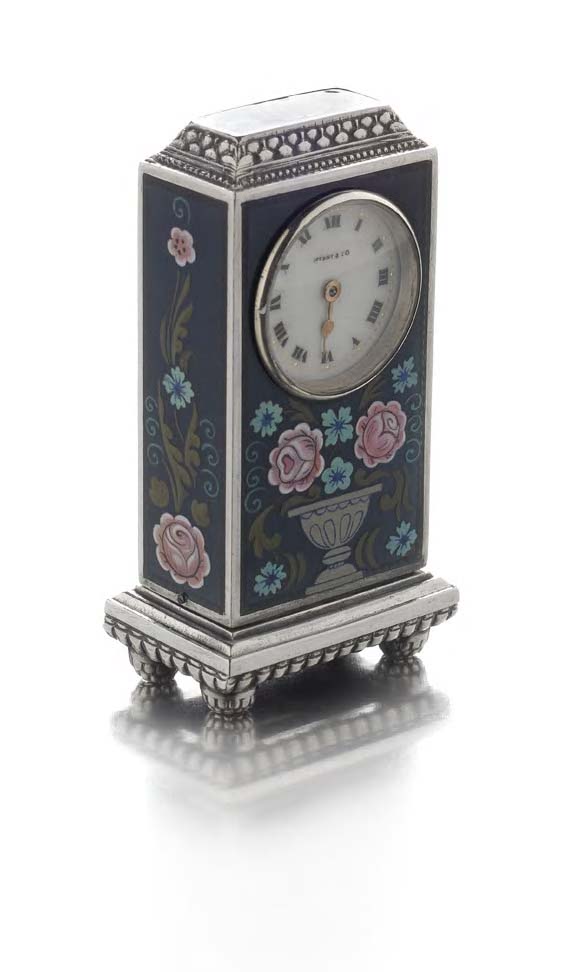 TIFFANY & CO. - an enamelled miniature timepiece,