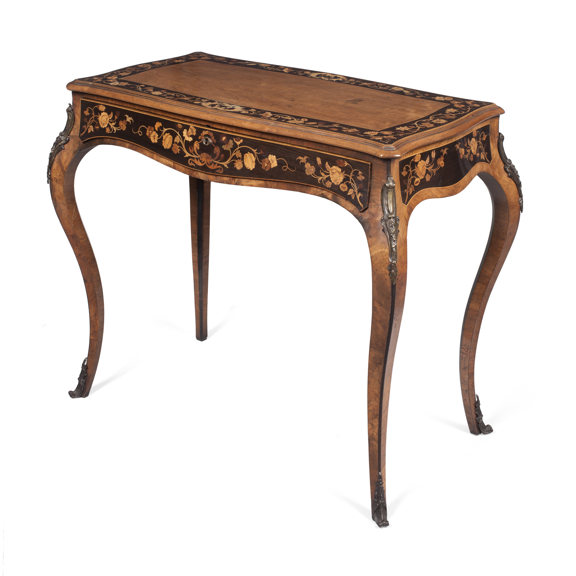 VICTORIAN WALNUT AND MARQUETRY CENTRE TABLE