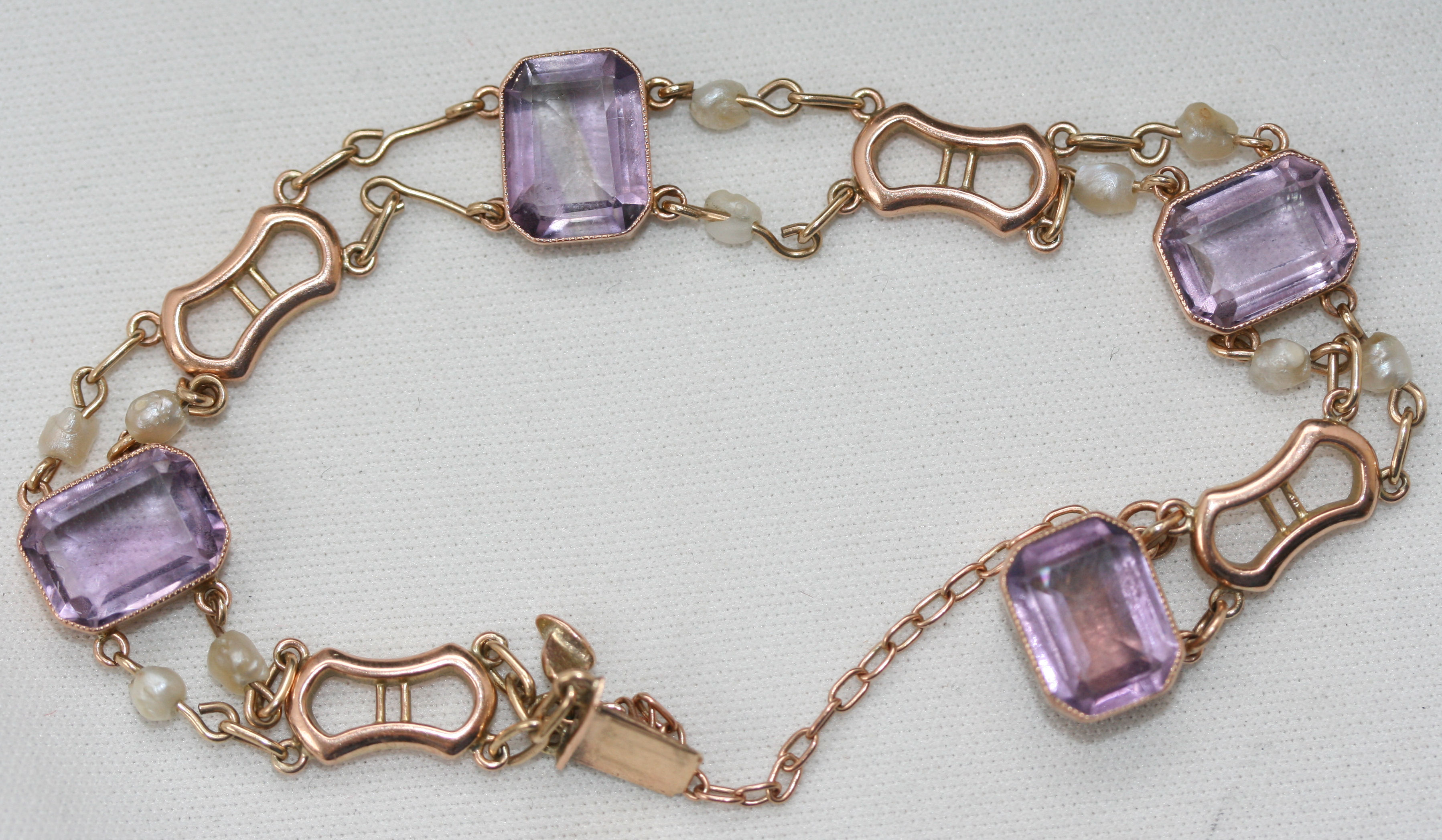 A Victorian gold, pearl, opal bracelet