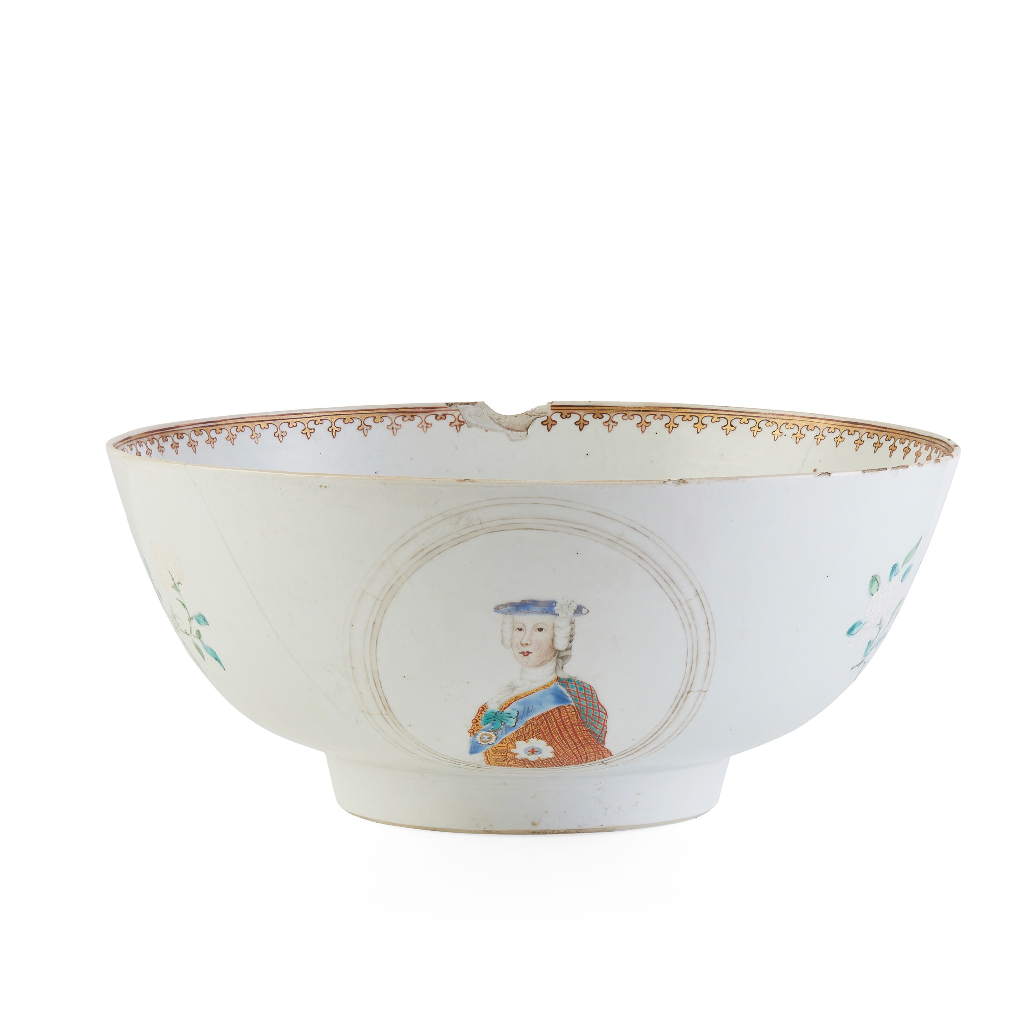 RARE CHINESE EXPORT PORCELAIN JACOBITE PUNCH BOWL