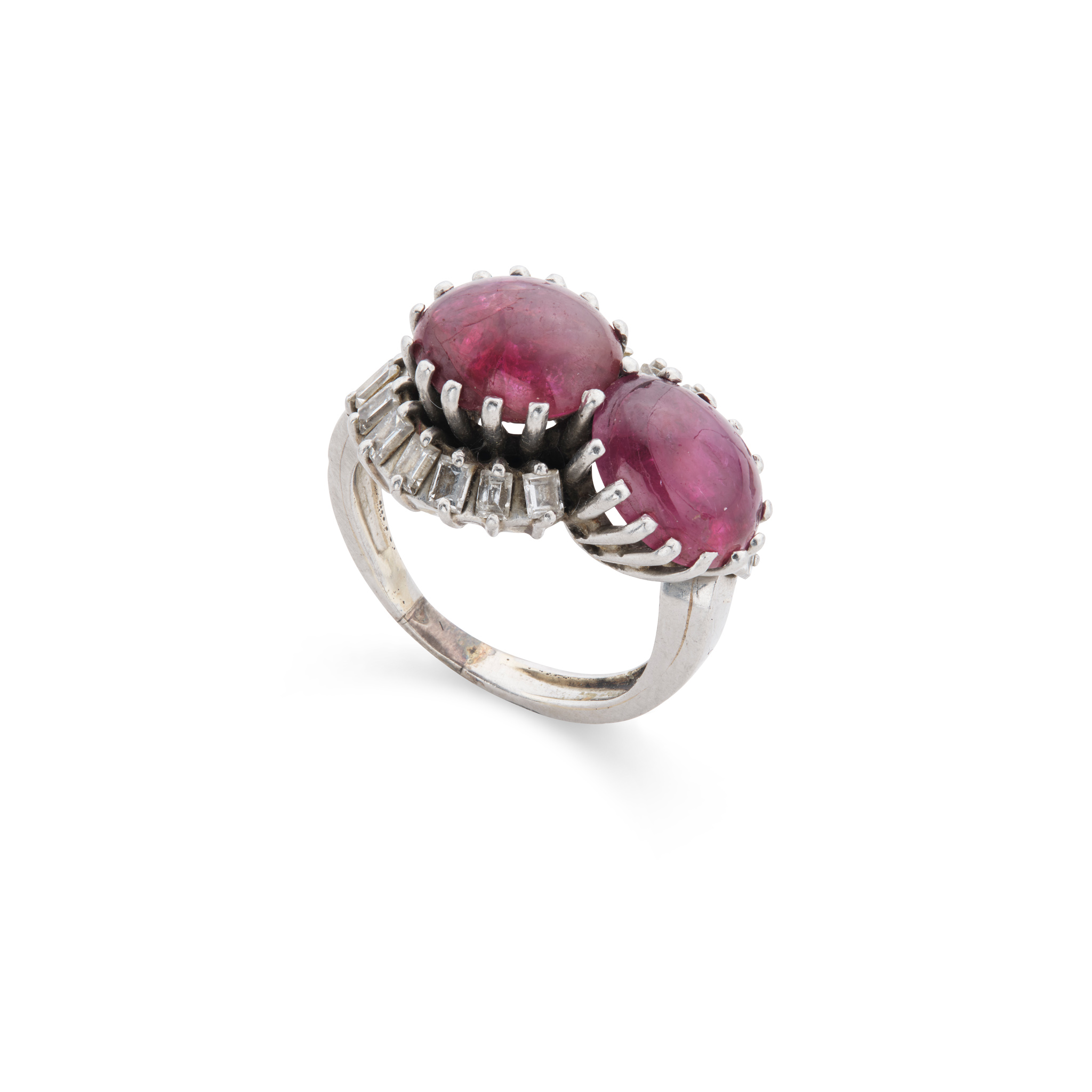 A cabochon ruby and diamond dress ring