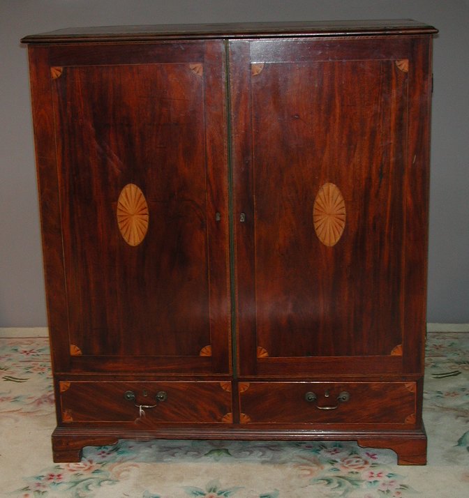 A Georgian mahogany inlaid dwarf press