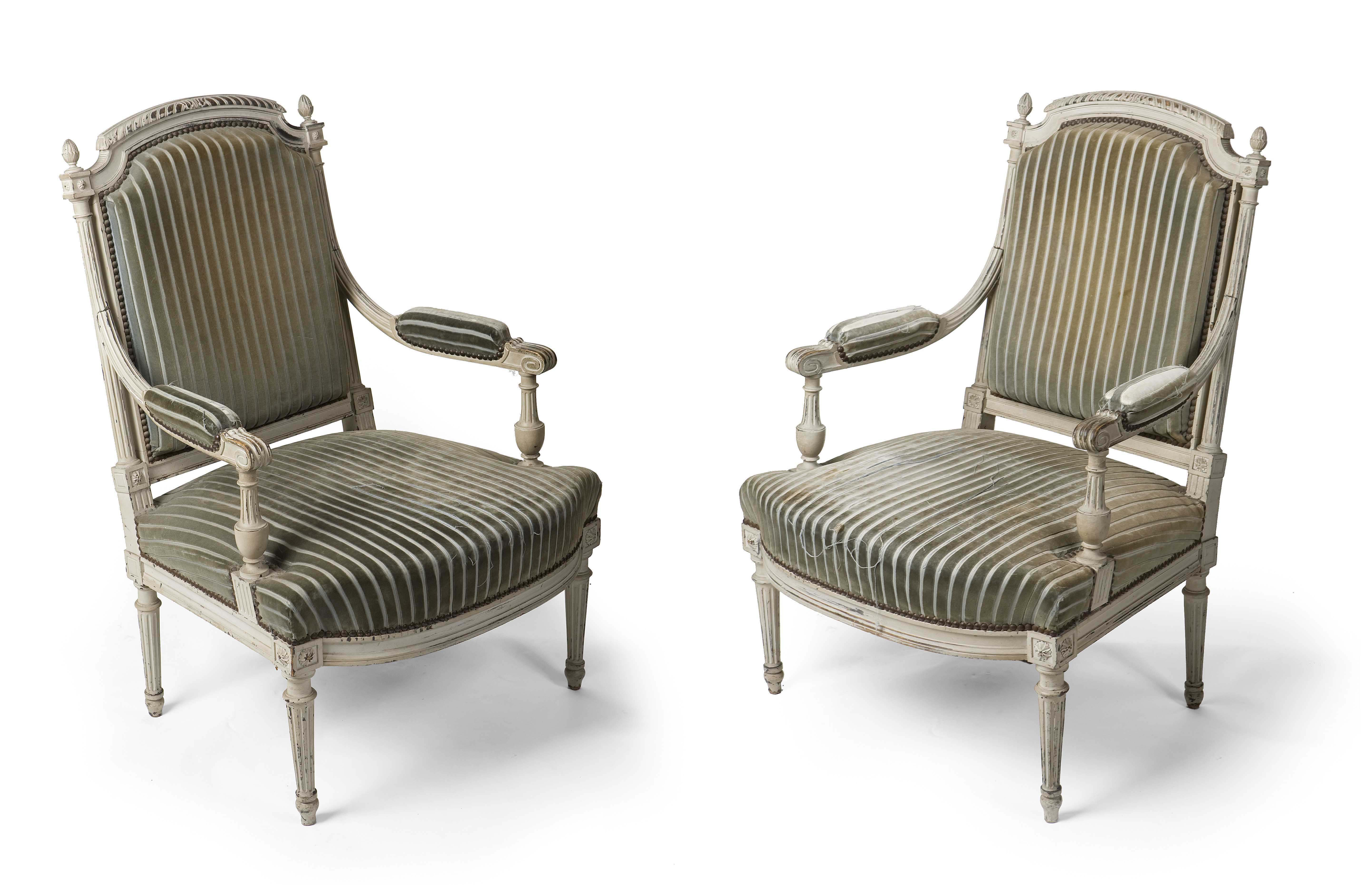 PAIR OF FRENCH LOUIS XVI STYLE FAUTEUILS