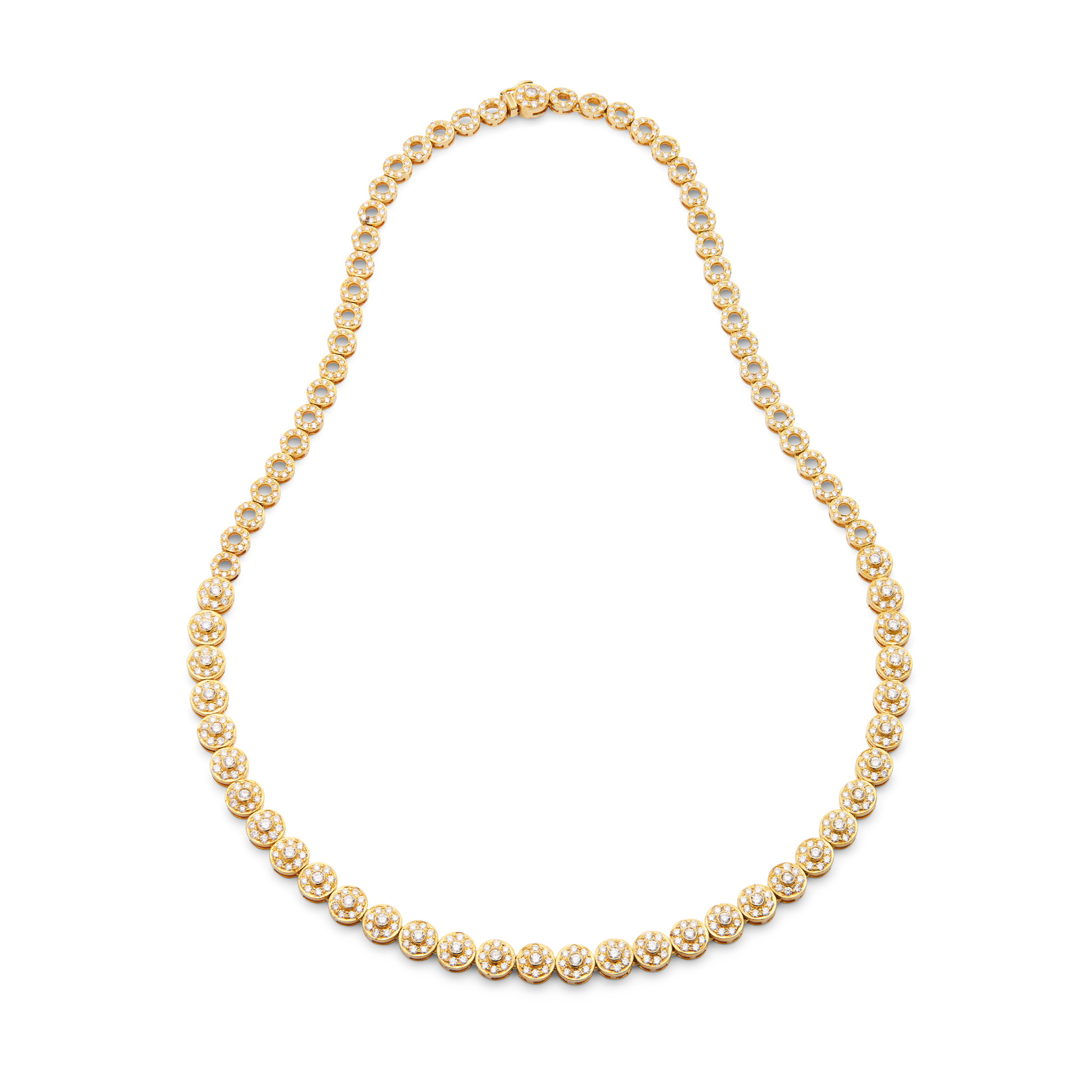 A circular link diamond necklace