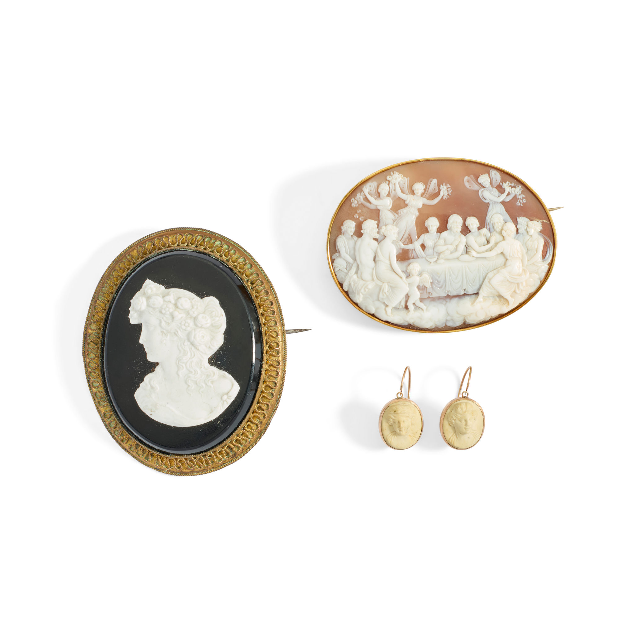 A collection of cameo jewellery