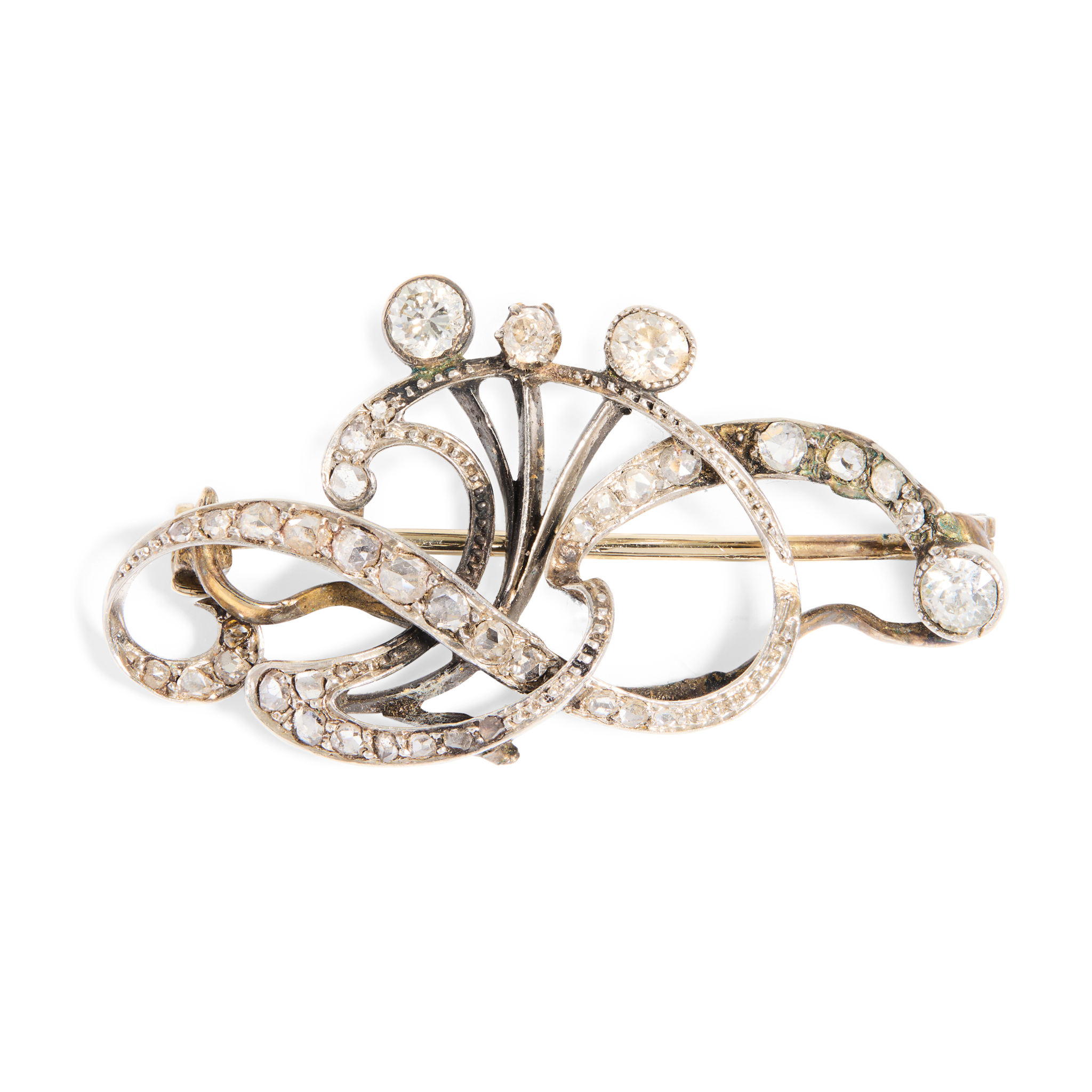 A diamond Art Nouveau brooch