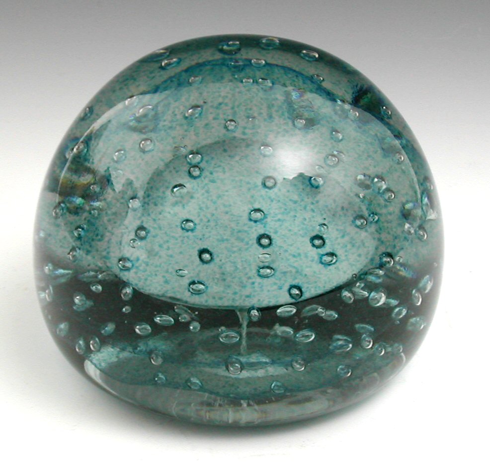 A rare Monart blue glass doorstop,