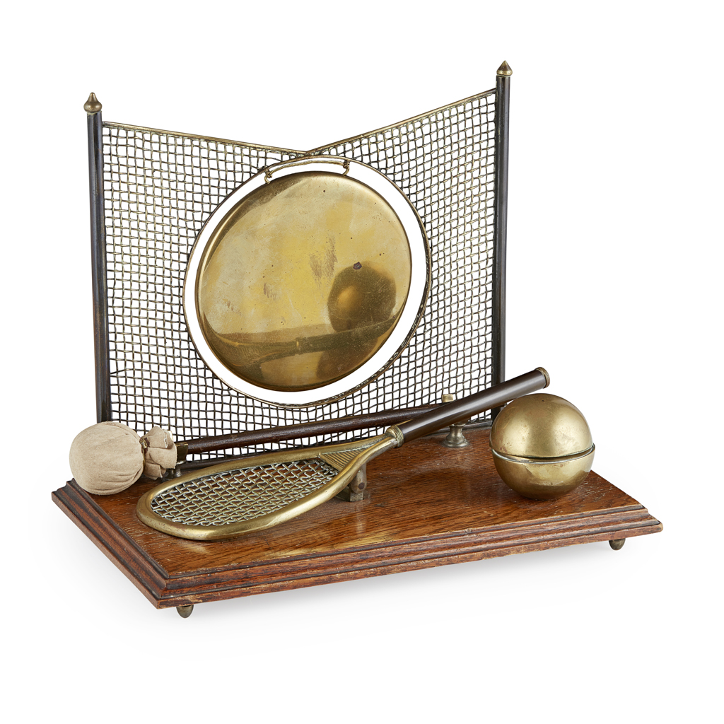 NOVELTY BRASS TABLE GONG, OF TENNIS INTEREST