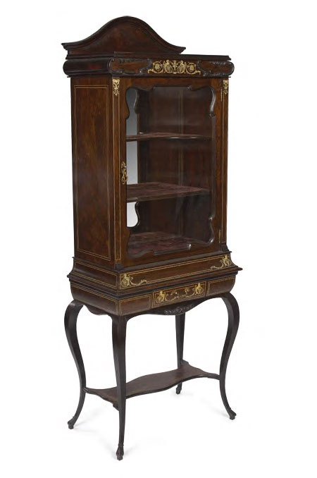 An Edwardian rosewood and bone inlaid vitrine,