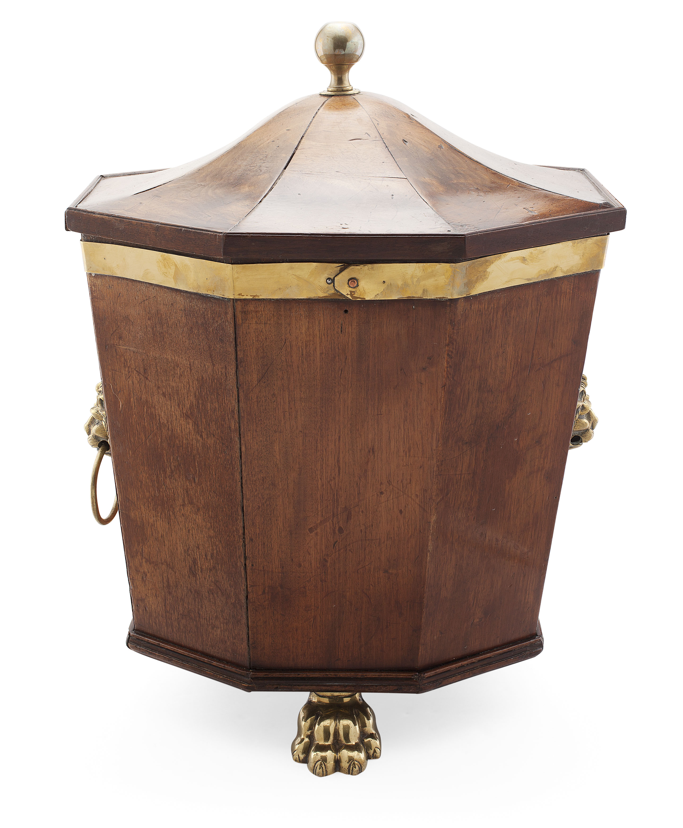 GEORGE IV MAHOGANY AND BRASS BOUND LOG BIN