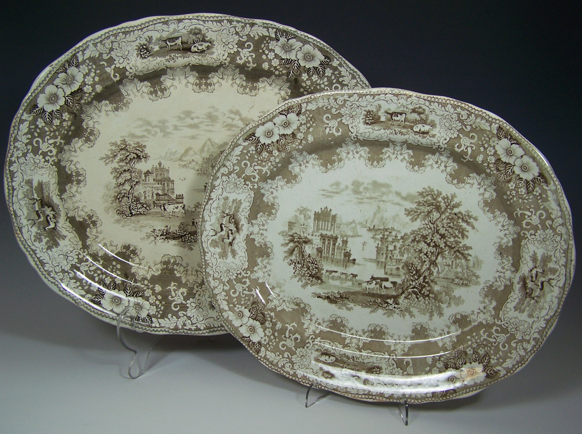 A 'Parma' pattern sepia venison dish, circa 1860