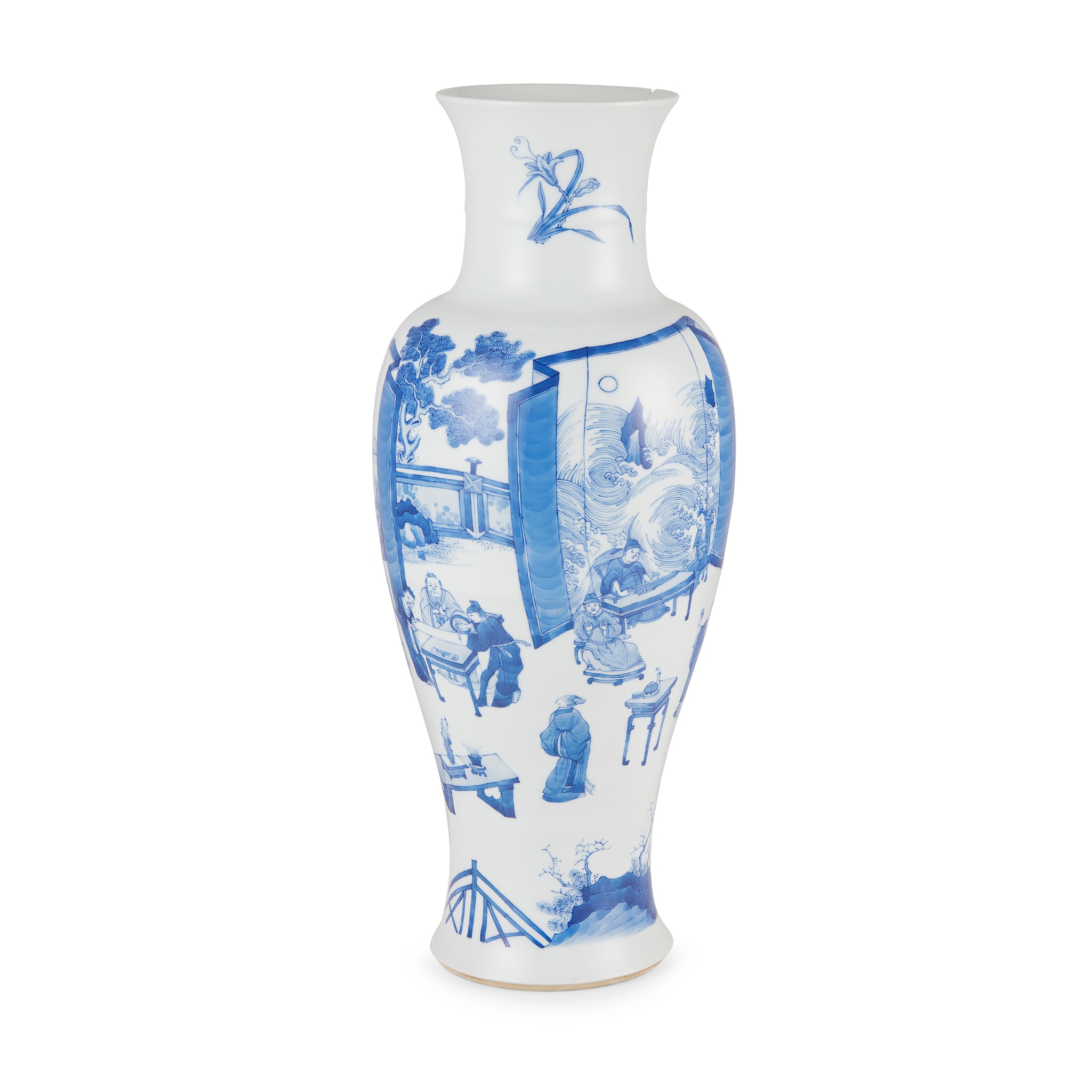 BLUE AND WHITE BALUSTER VASE
