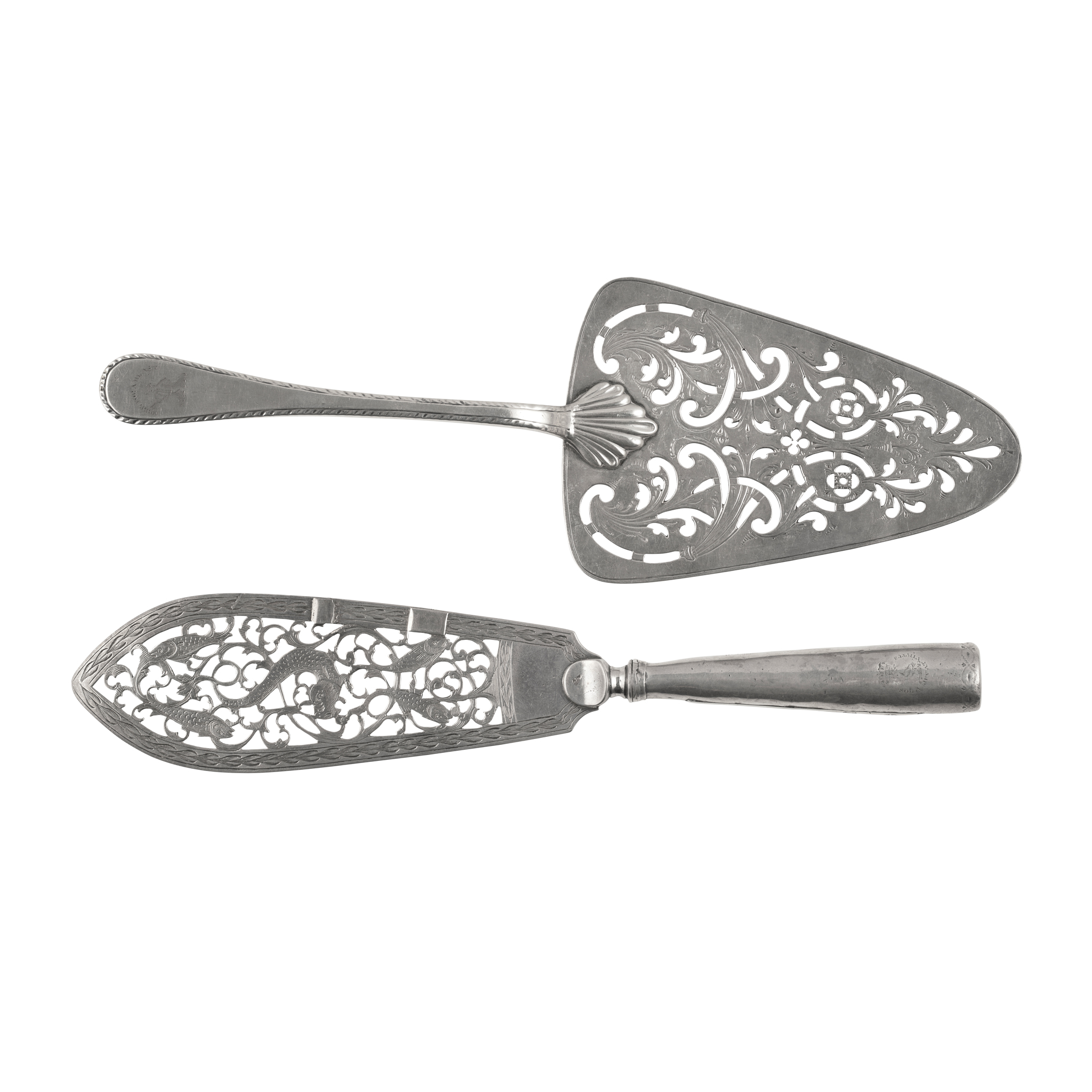 TWO GEORGE III FISH SLICES