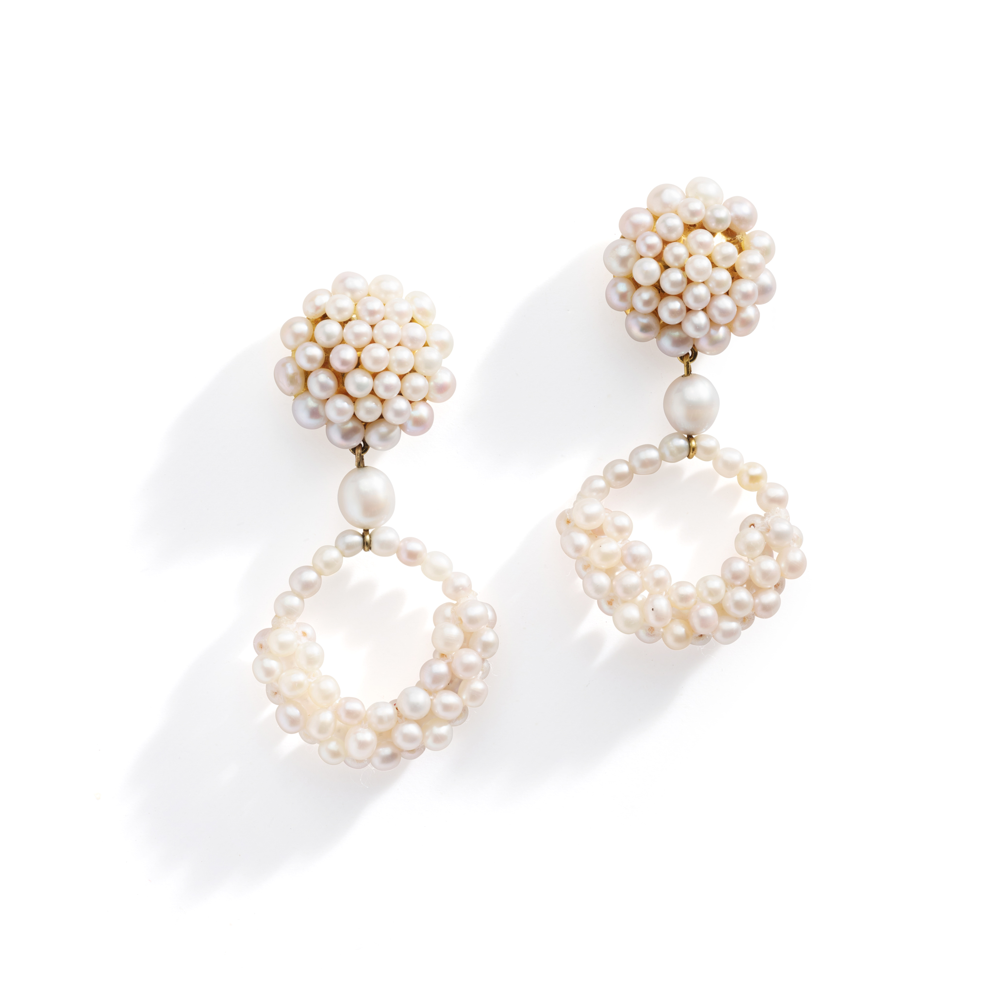 A pair of Scottish freshwater pearl woven drop earrings