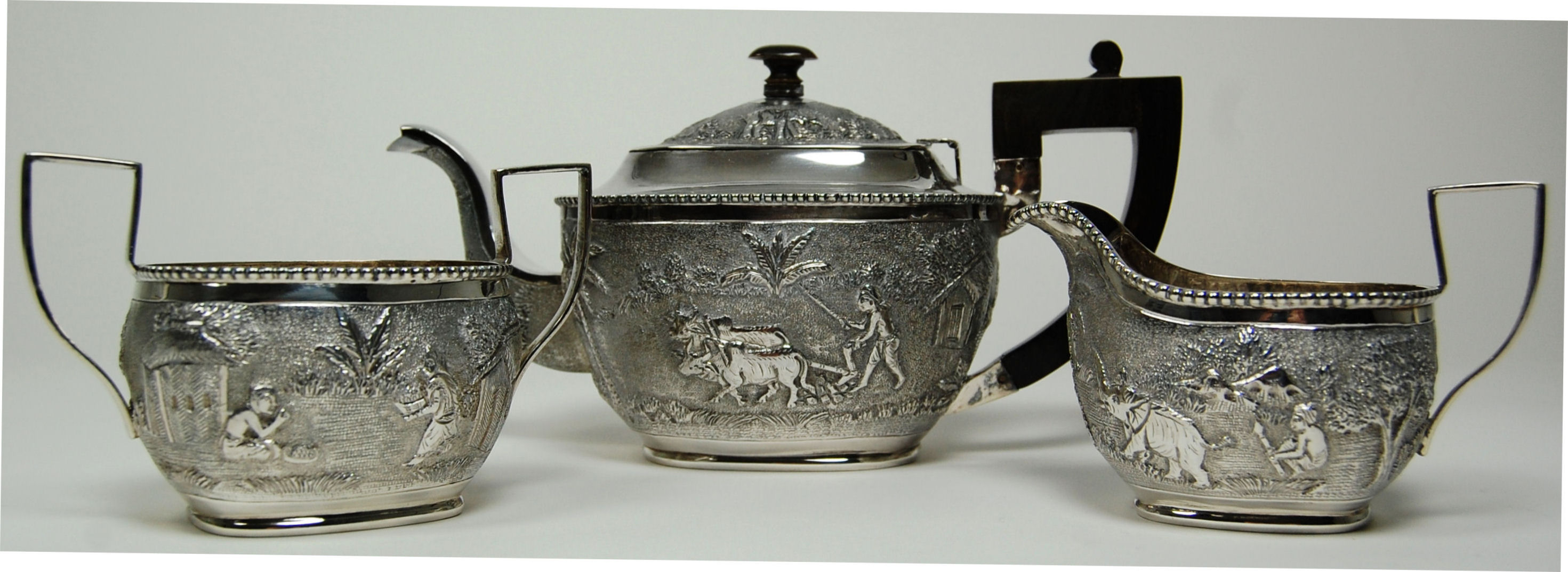 An Indian three piece tea set