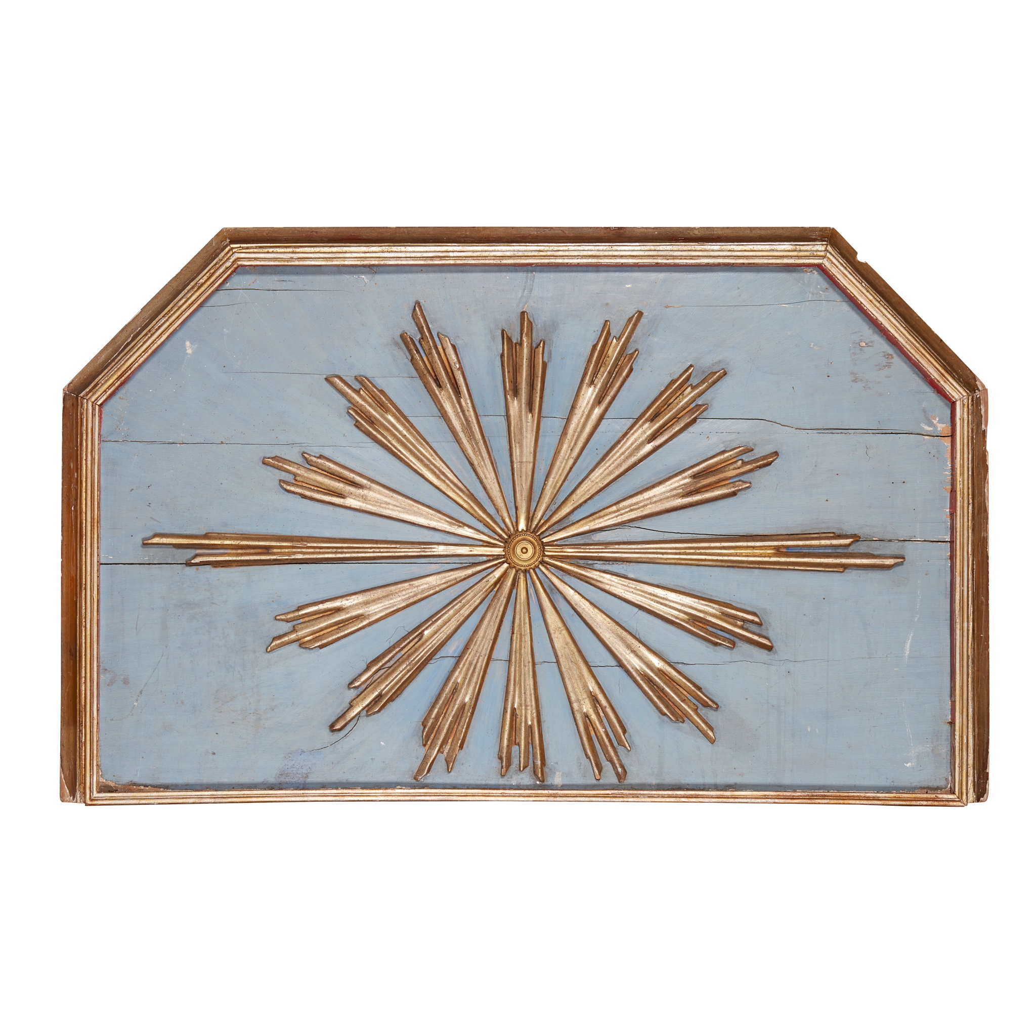 CONTINENTAL GILT AND PAINTED SUNBURST PANEL