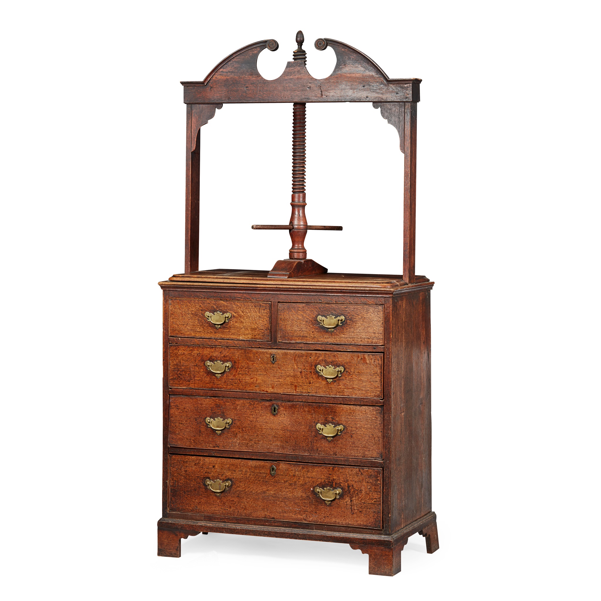 GEORGE II OAK AND FRUITWOOD LINEN PRESS