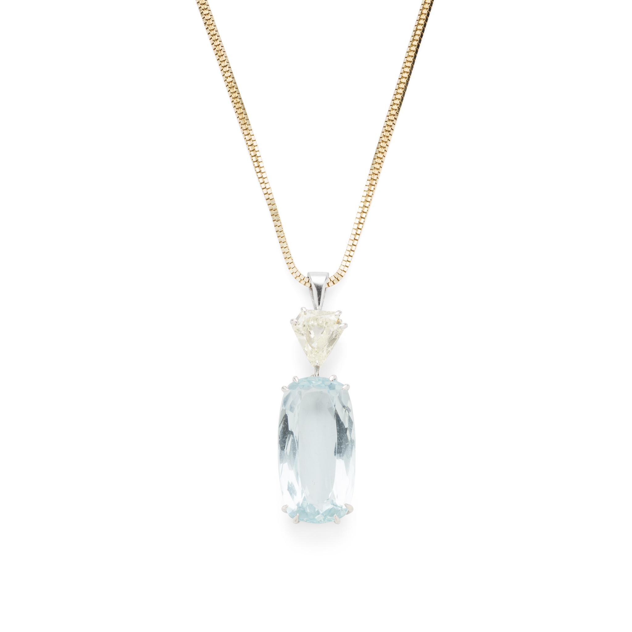 An aquamarine and diamond pendant