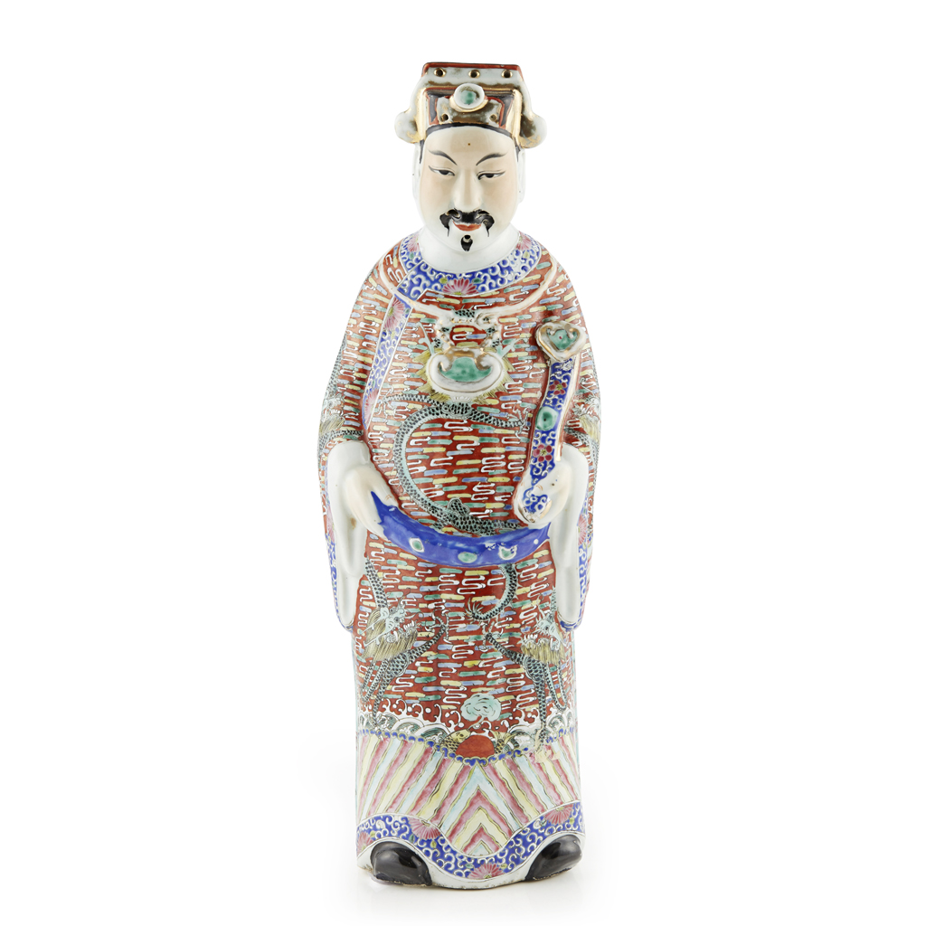 FAMILLE ROSE FIGURE OF THE STAR GOD OF STATUS, LU XING