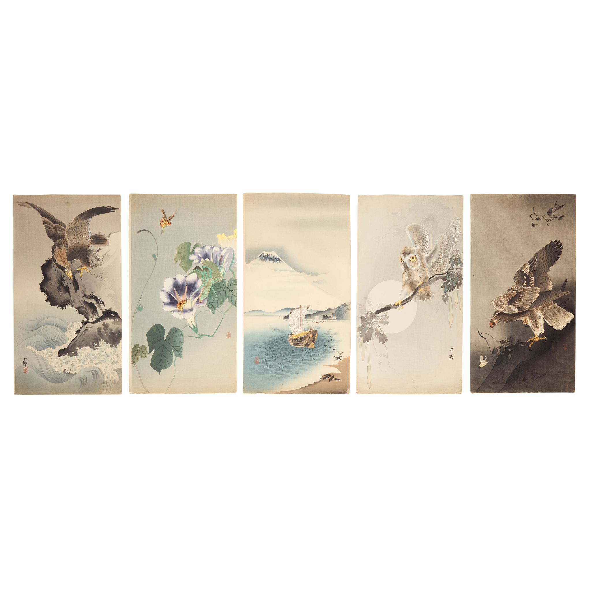 GROUP OF FIVE JAPANESE WOODBLOCK PRINTS