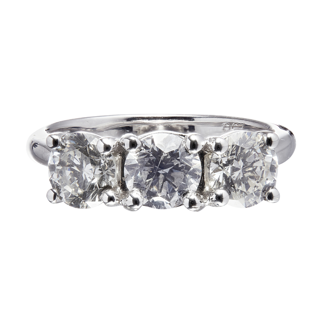 A three stone diamond ring