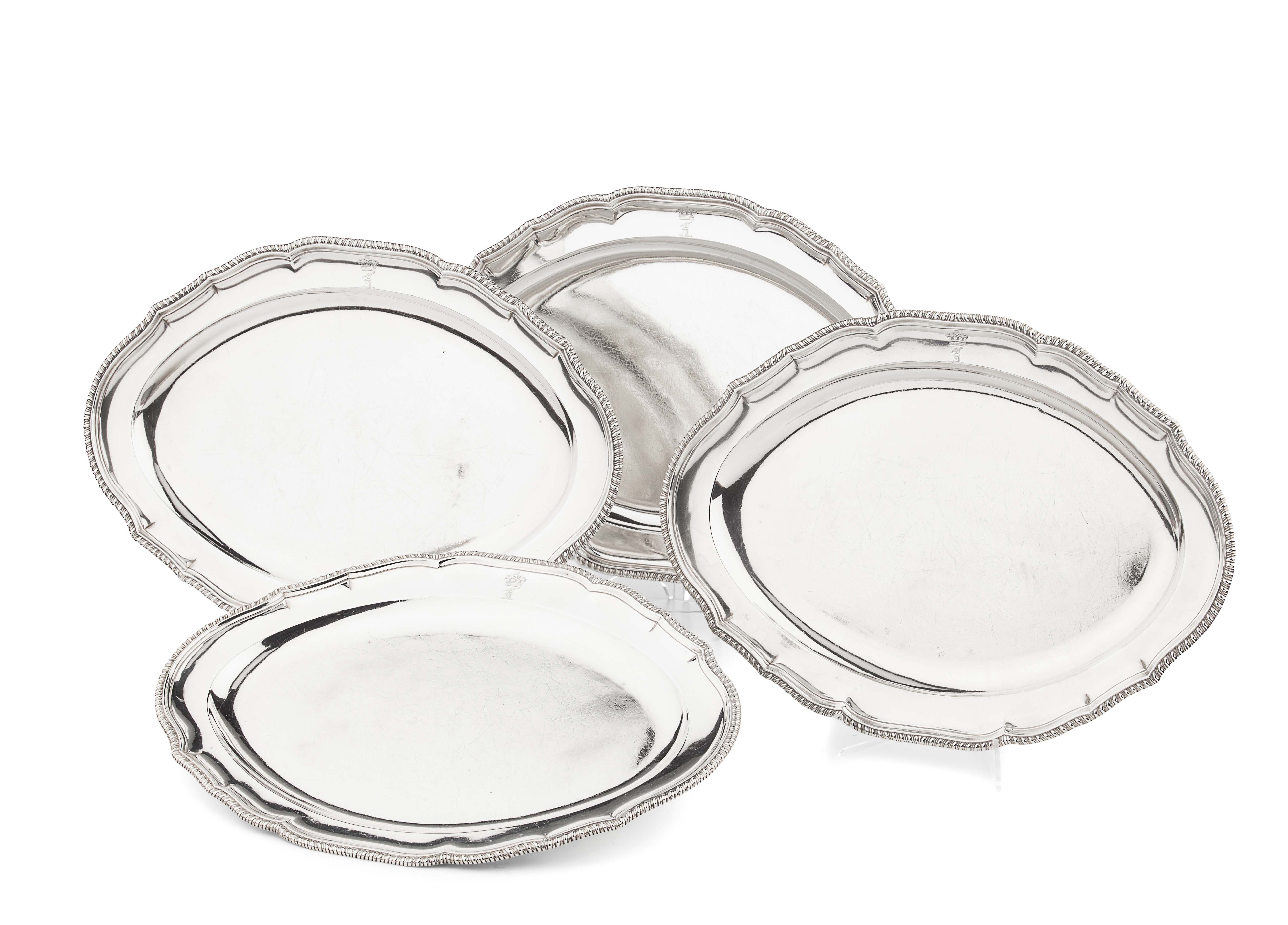 SET OF FOUR GEORGE III SILVER MEAT DISHES
