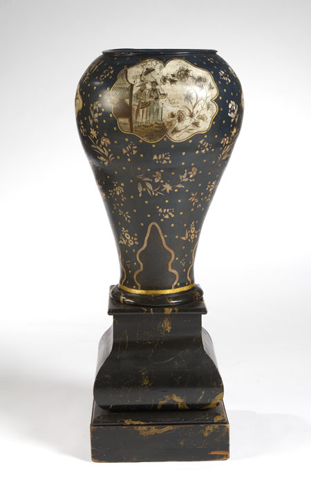 A large early 19th century terracotta 'Chinoiserie' vase