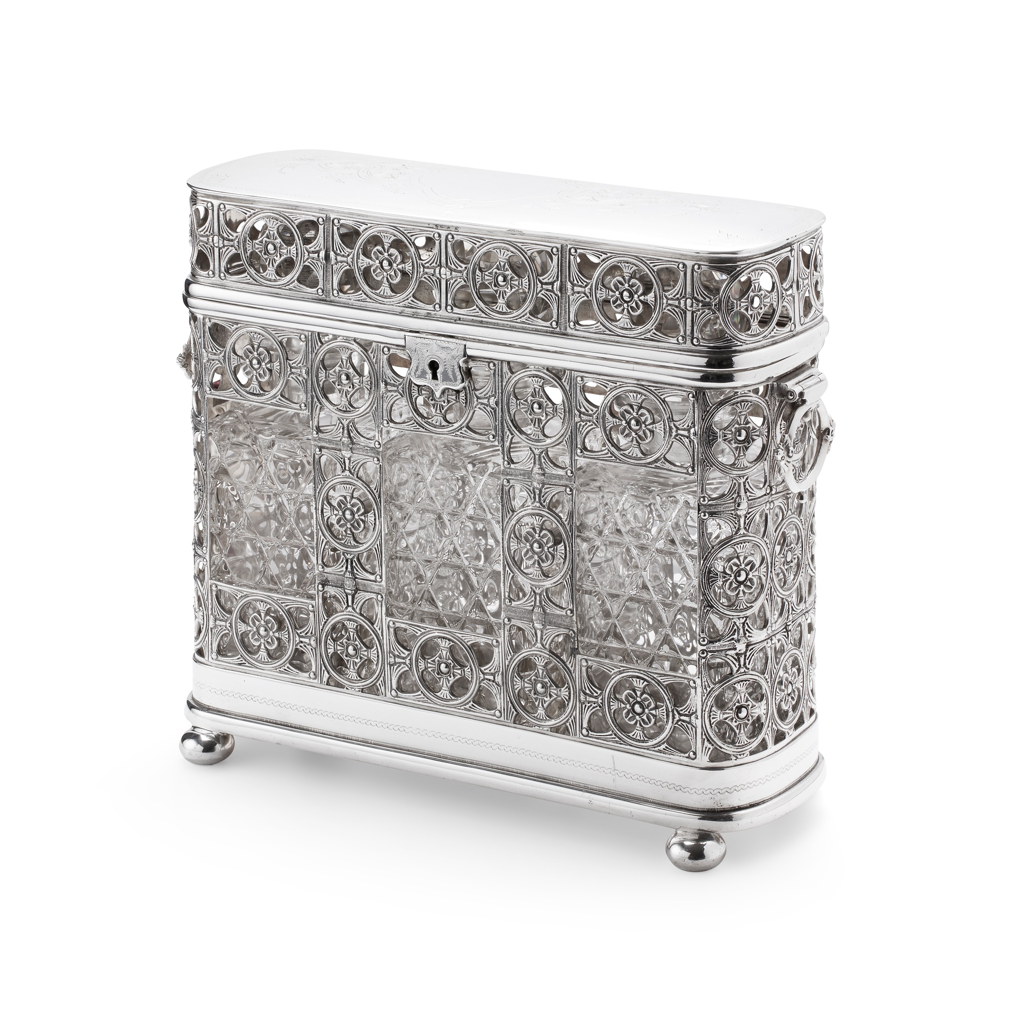 LATE VICTORIAN SILVER-PLATED TANTALUS, BY GEORGE WISH OF SHEFFIELD