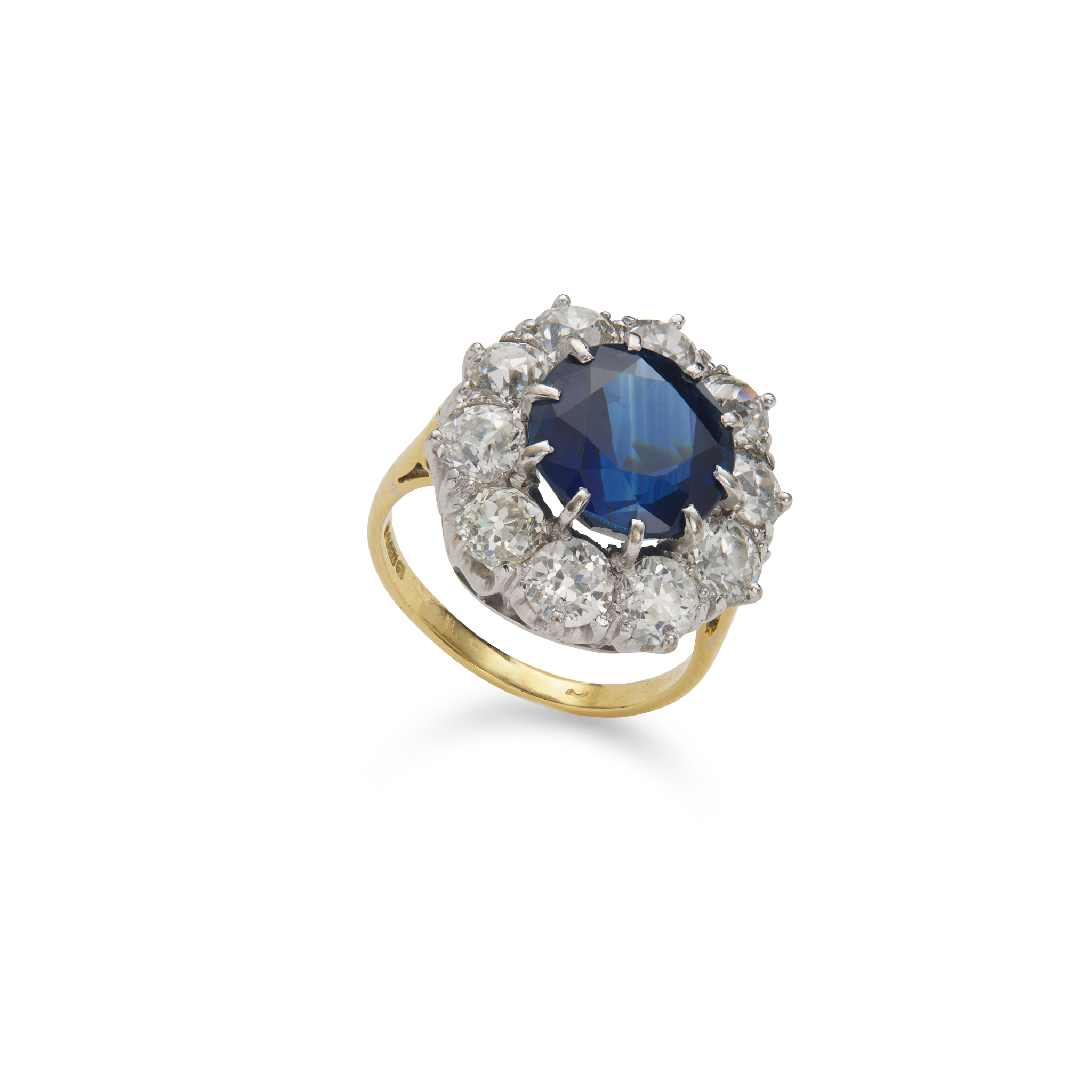 A sapphire and diamond cluster ring