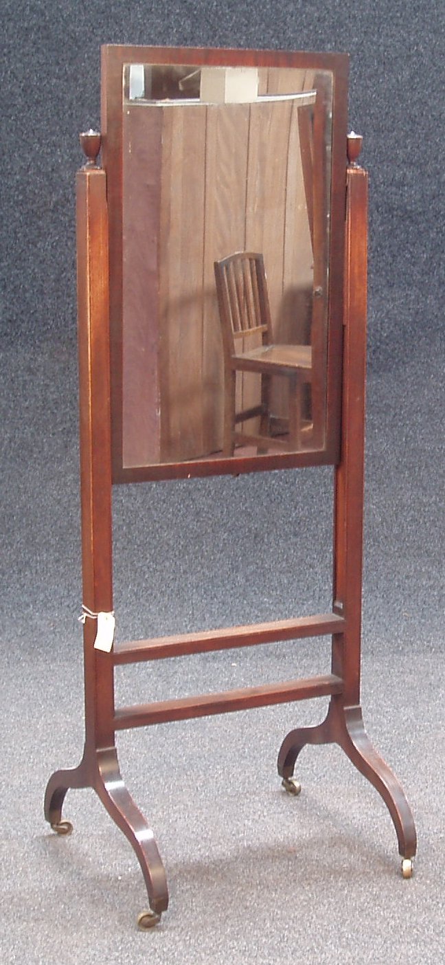 A George III mahogany cheval mirror,