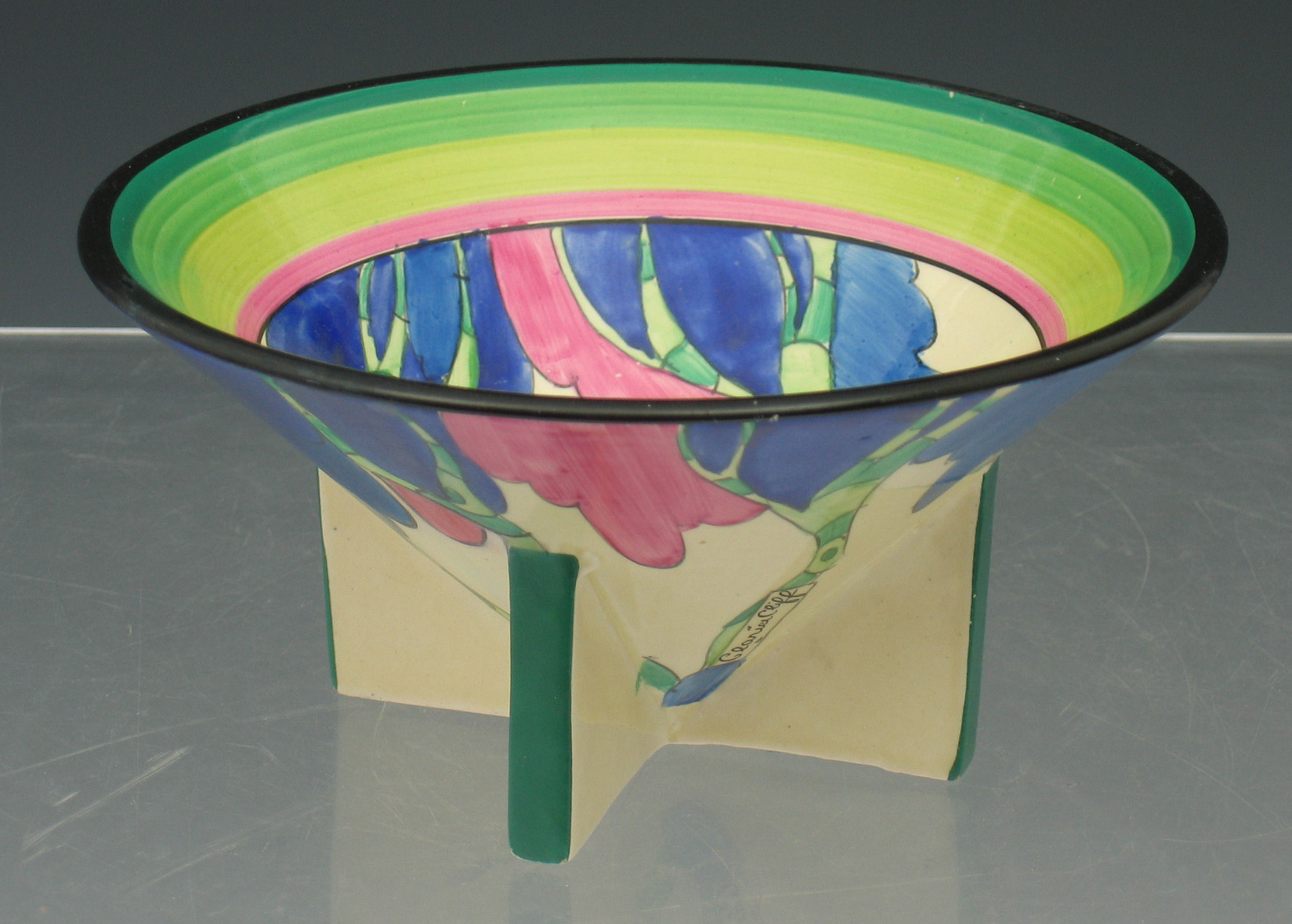 A Clarice Cliff conical bowl,