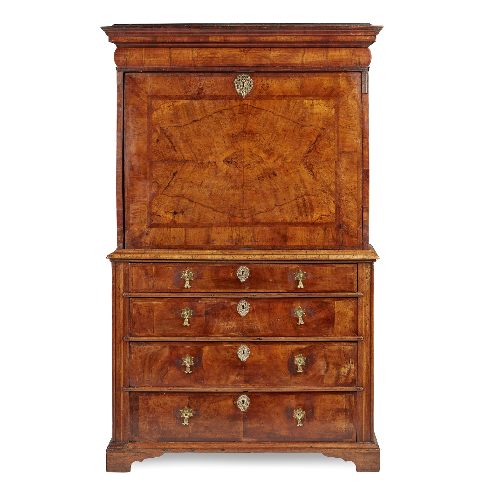 QUEEN ANNE WALNUT FALL-FRONT SECRETAIRE-ON-CHEST