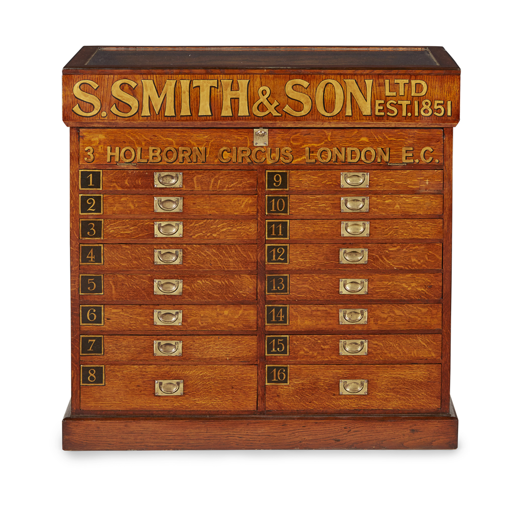 OAK JEWELLER'S DISPLAY CASE AND STORAGE CABINET