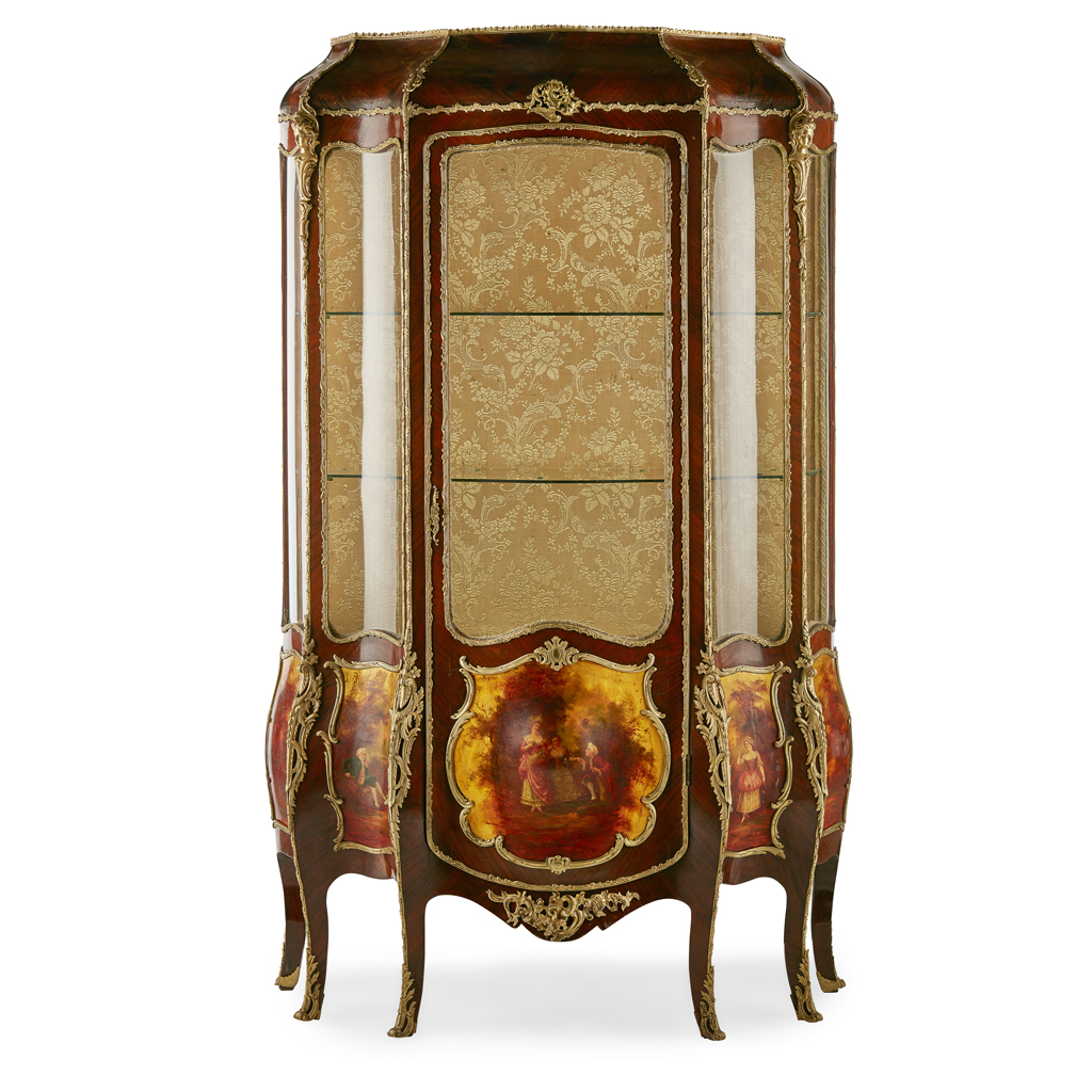 FRENCH KINGWOOD AND VERNIS MARTIN DISPLAY CABINET
