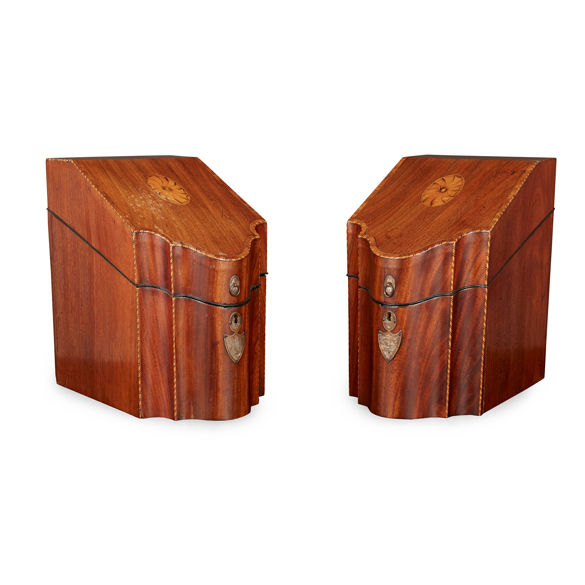 PAIR OF GEORGE III MAHOGANY KNIFE BOXES
