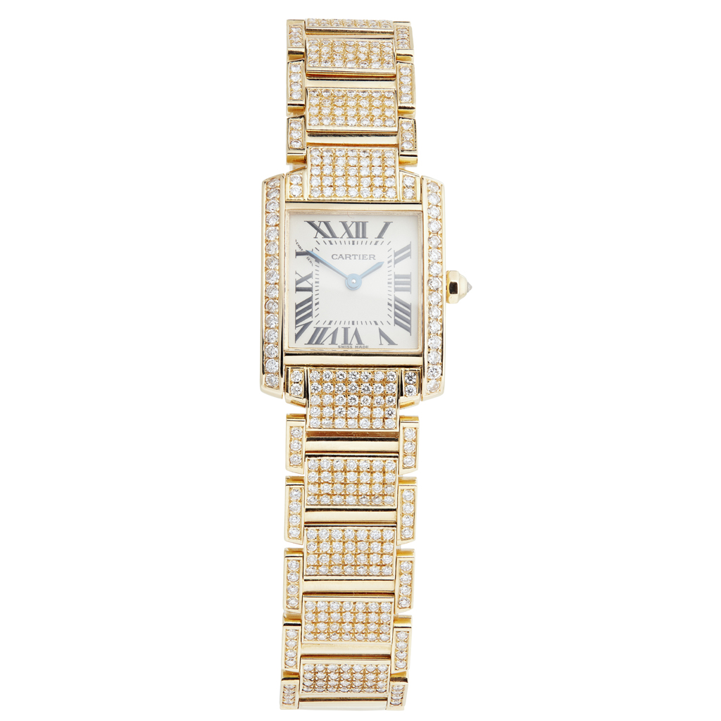 A diamond set lady's18ct gold wrist watch, Cartier
